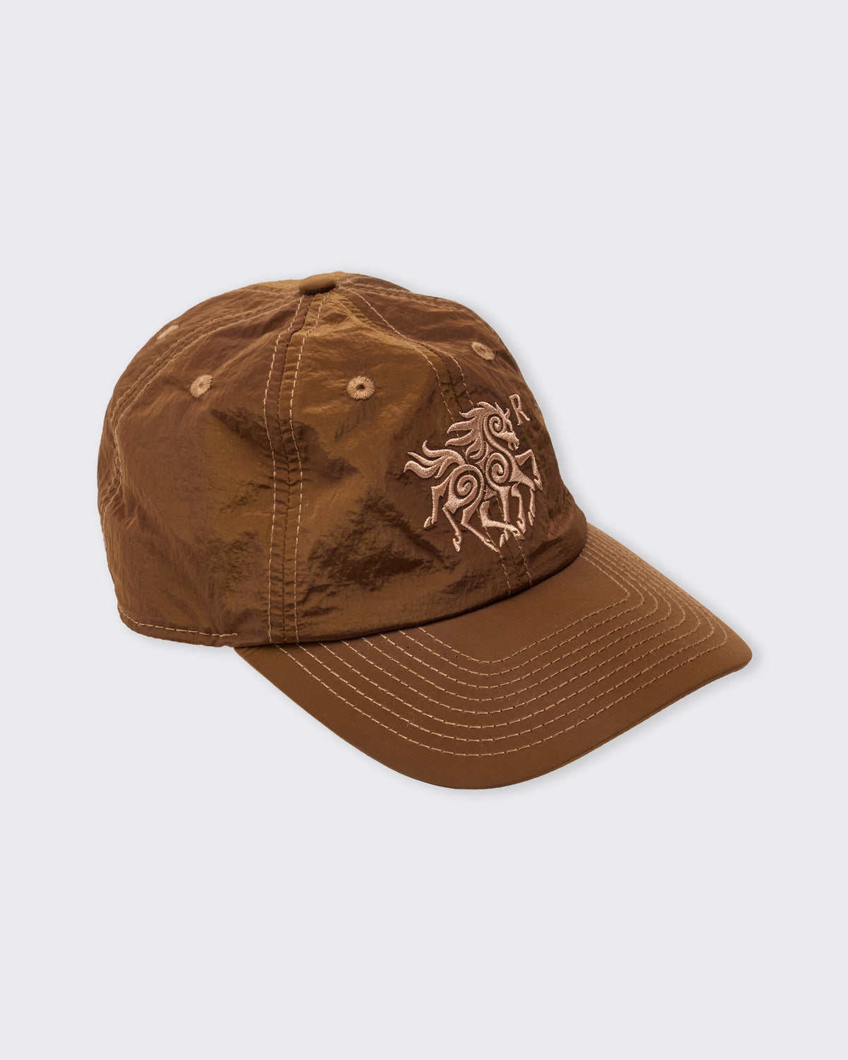 Ranra Cascade Shiny Nylon Baseball Hat in starfish, front three-quarter view