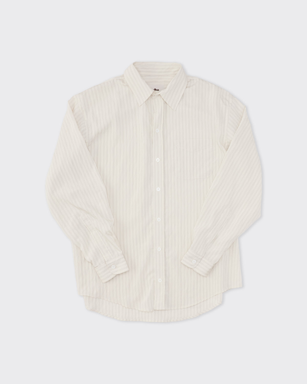 Colbo Office Shirt in triple line stripe Italian modal, front, flat lay, alternate