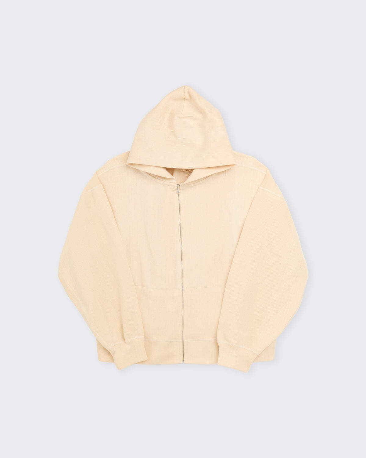 Csillag Cotton Zip Hooded Sweatshirt in sand, front