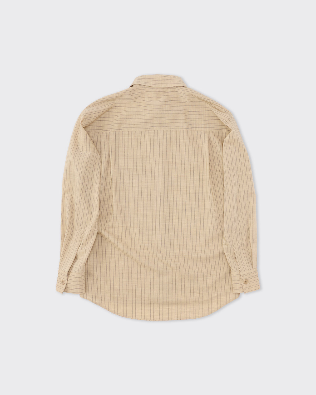 Colbo Banaras Shirt in double stripe Italian wool, back, flat lay