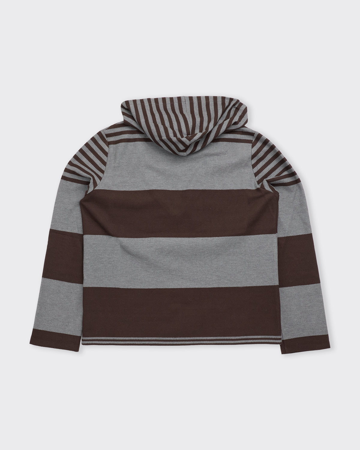 Wanze Hooded V-Neck Long Sleeve in cotton waffle stripe, back