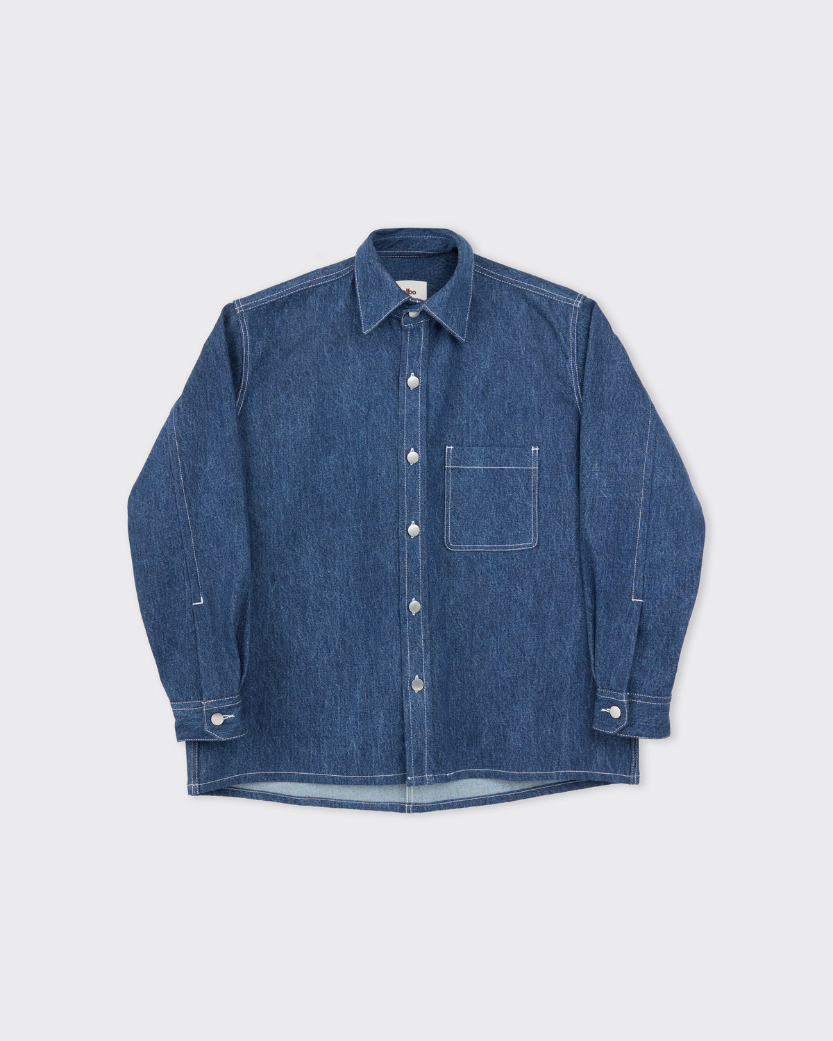 Colbo Overshirt in stone blue denim, front