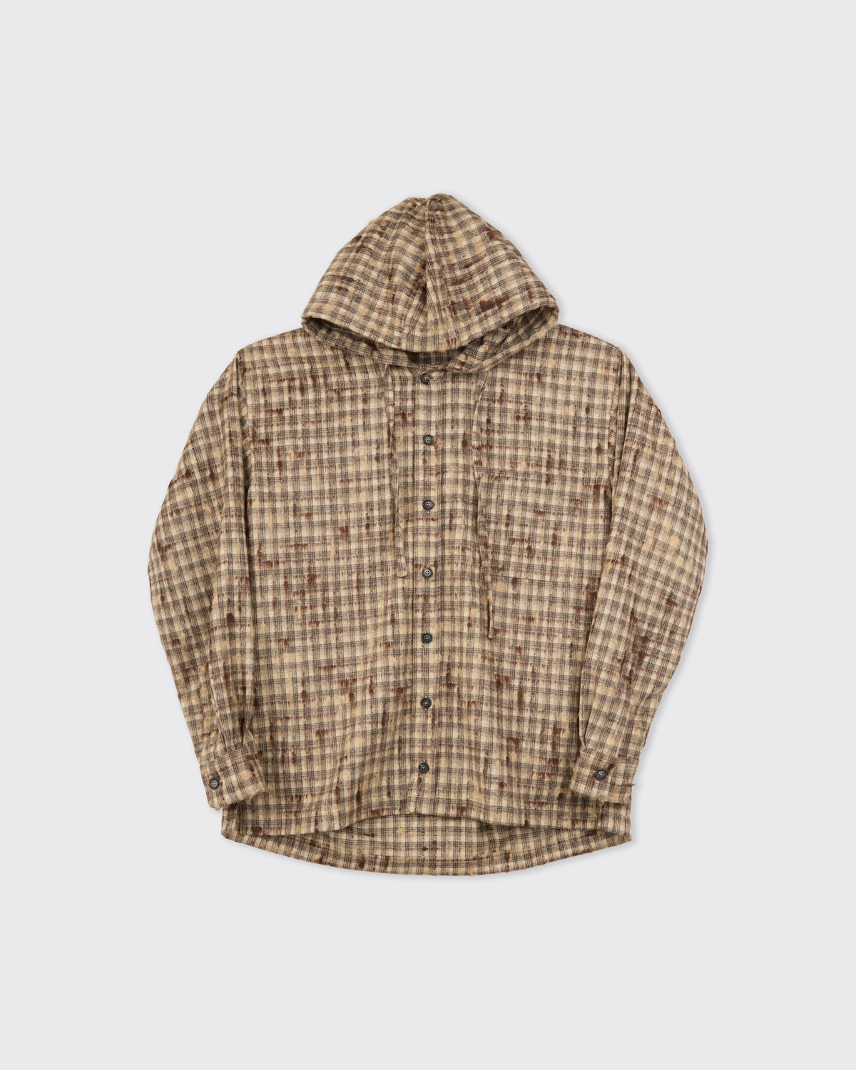 Colbo Hooded Shirt in tweed check 3D, front