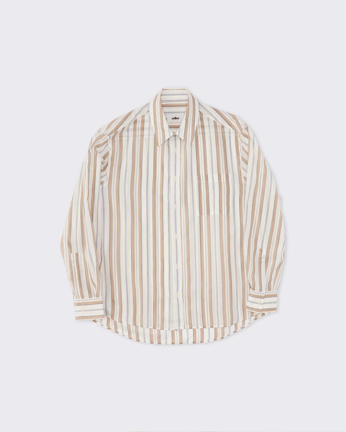 Colbo TK Shirt in multi stripe cotton-silk, front, flat lay