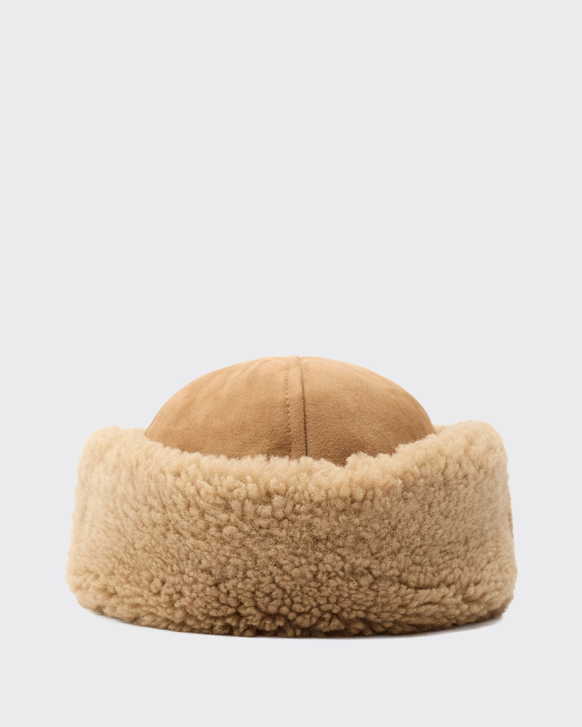 Cawley Suede Back Curly Hair Cap in tan, side