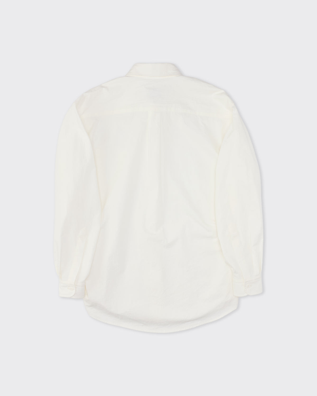 Colbo Office Shirt in white Japanese cotton, back, flat lay