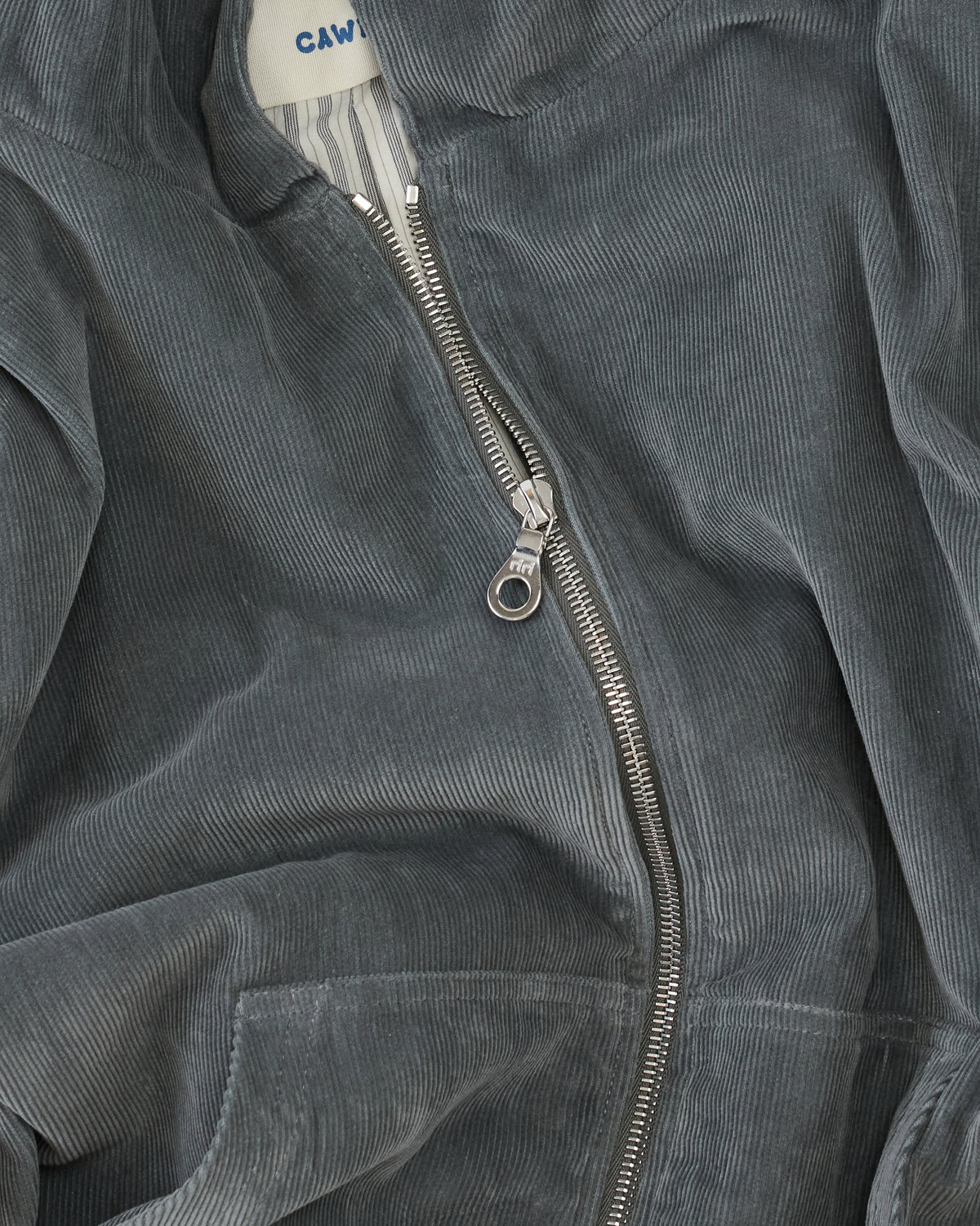 Cawley Cord Zip-Up Hoodie in fossil, detail