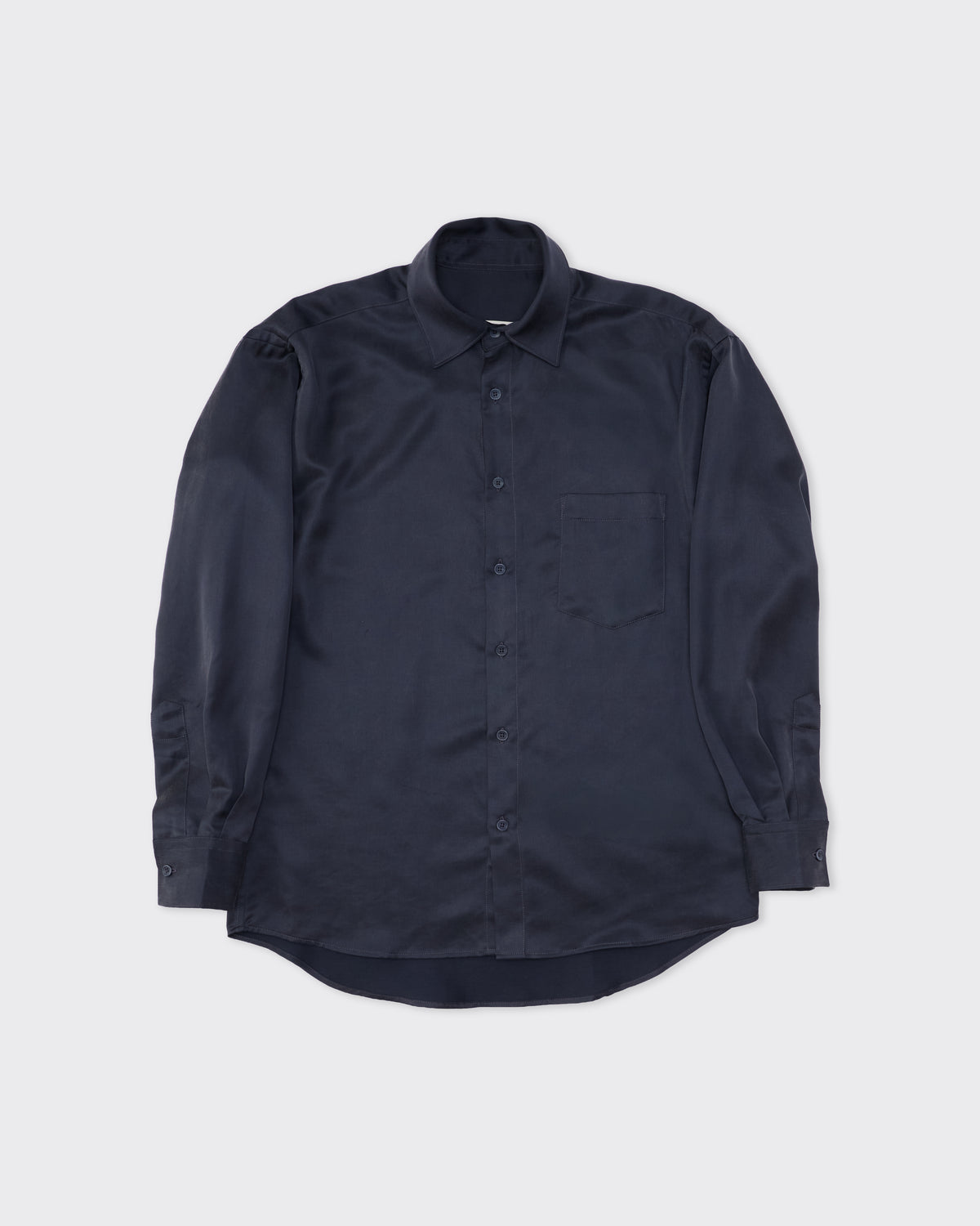 Colbo Banaras Shirt in smooth navy lyocell-wool, front, flat lay