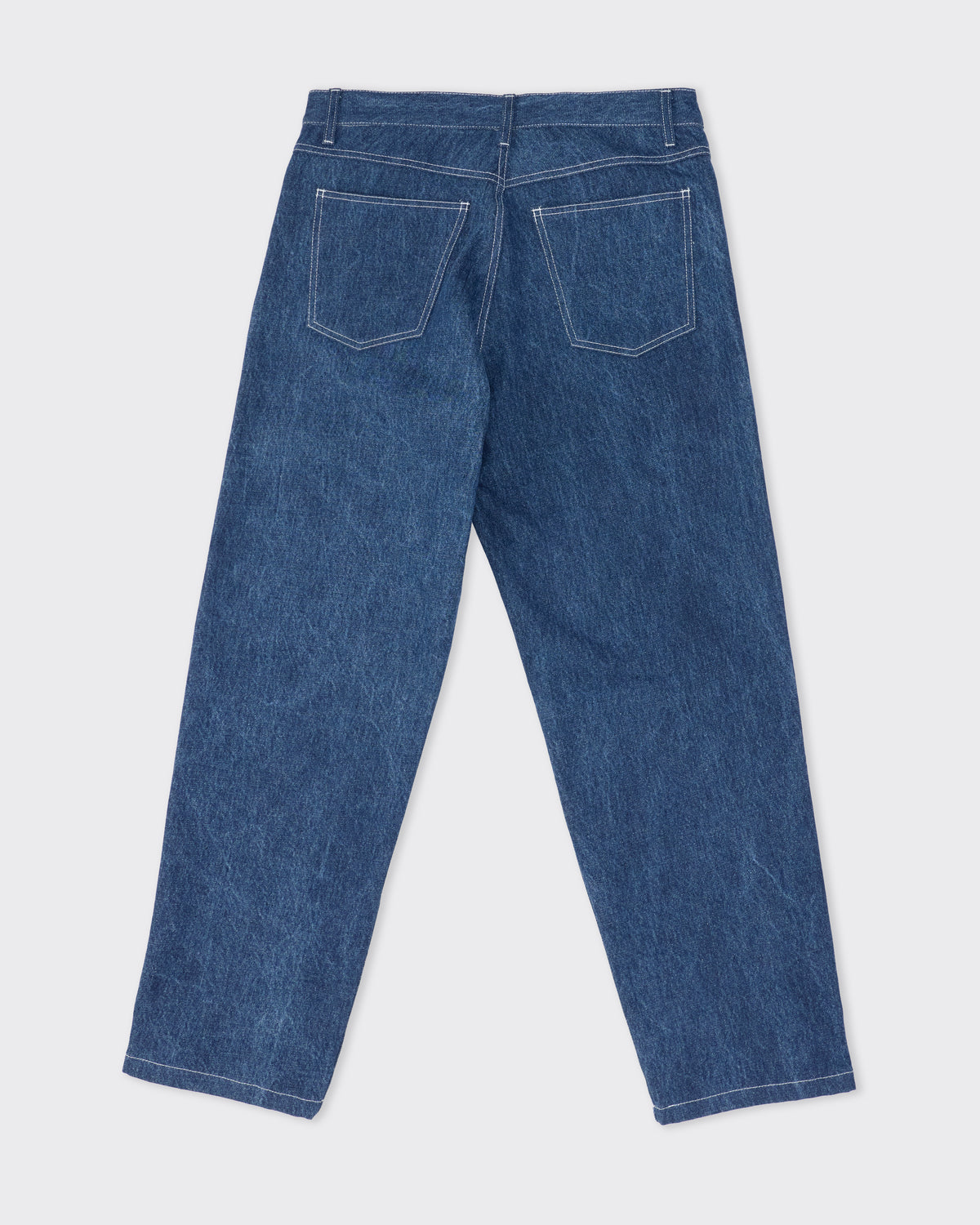Colbo Jeans in stone blue Italian denim, back, flat lay