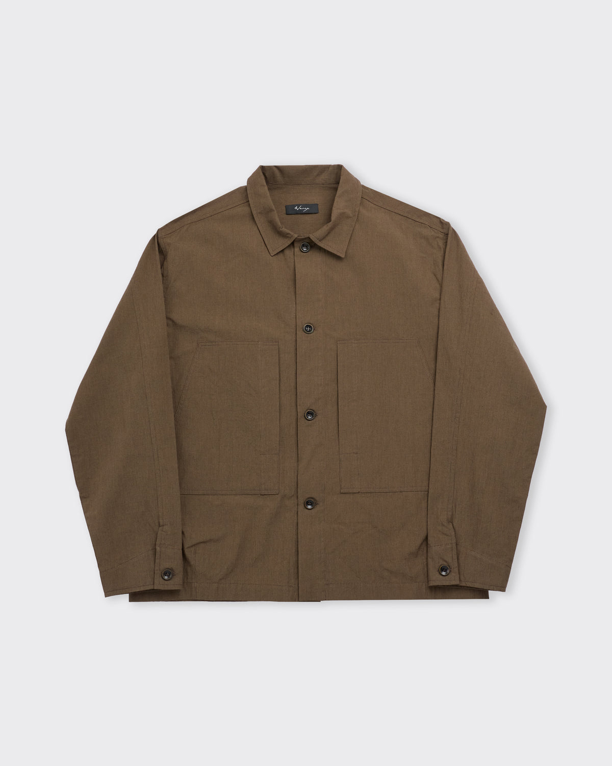 Wanze Chore Shirt in cotton poplin micro houndstooth, front