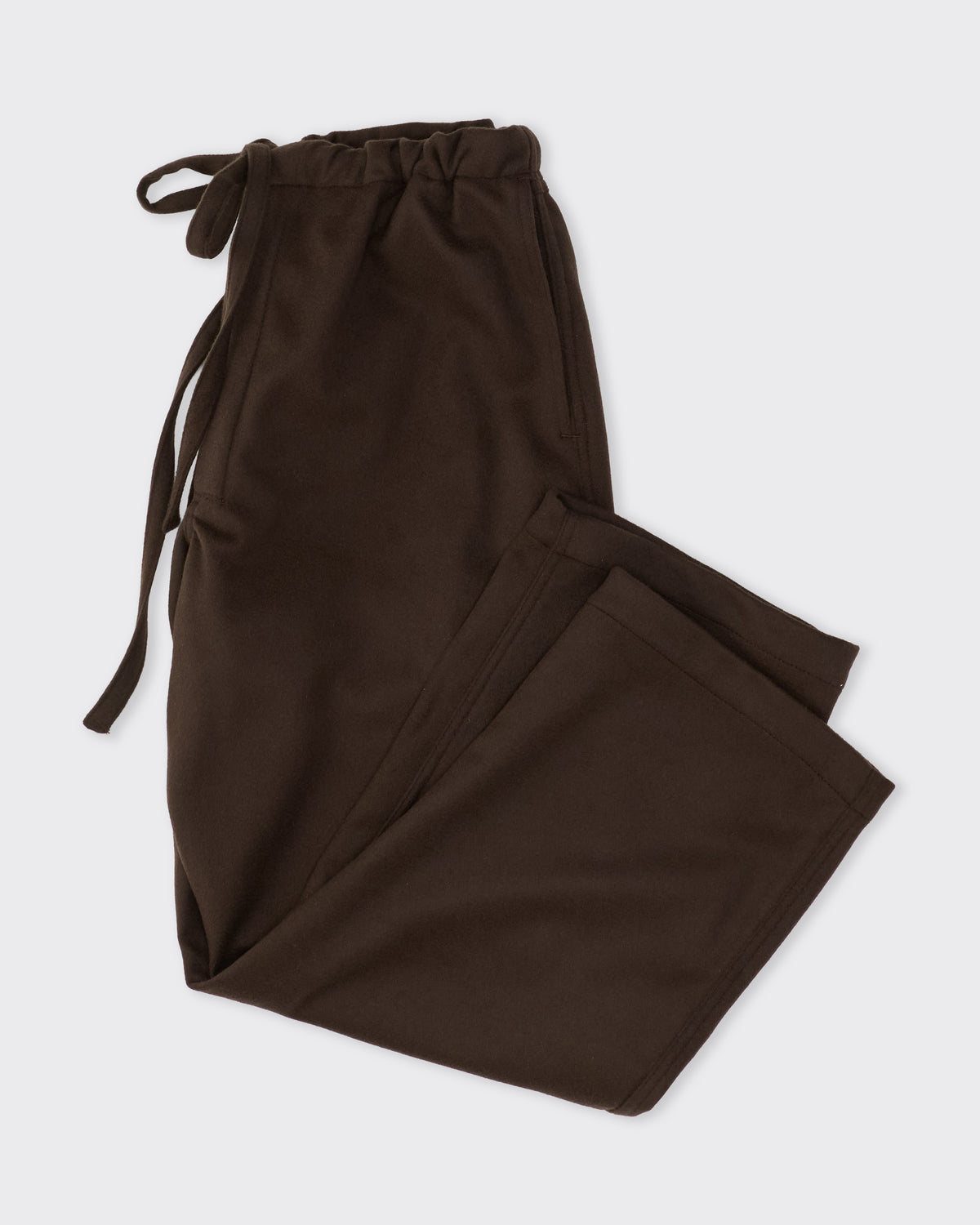 Colbo Farm Pants in military brown Italian wool, side, flat lay