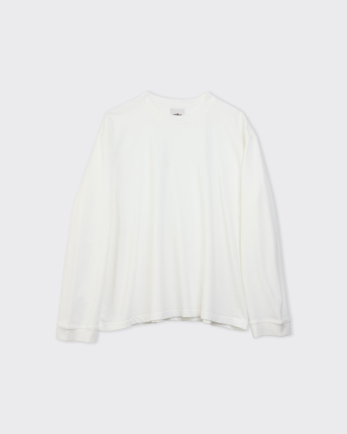 Colbo long sleeve T-shirt in off white cotton, front, flat lay