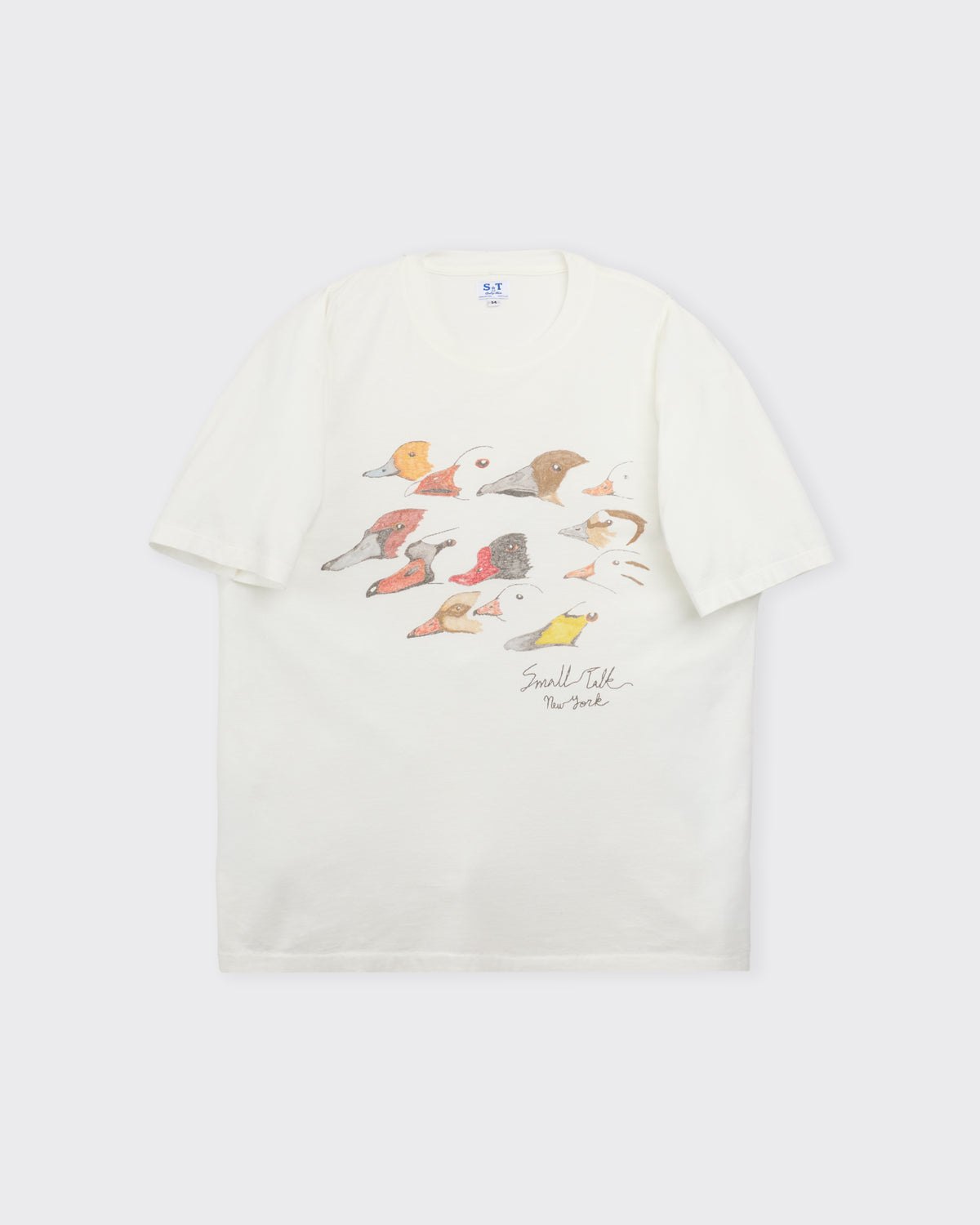 Small Talk Studio Hand-Illustrated Duck T-Shirt in off white, front