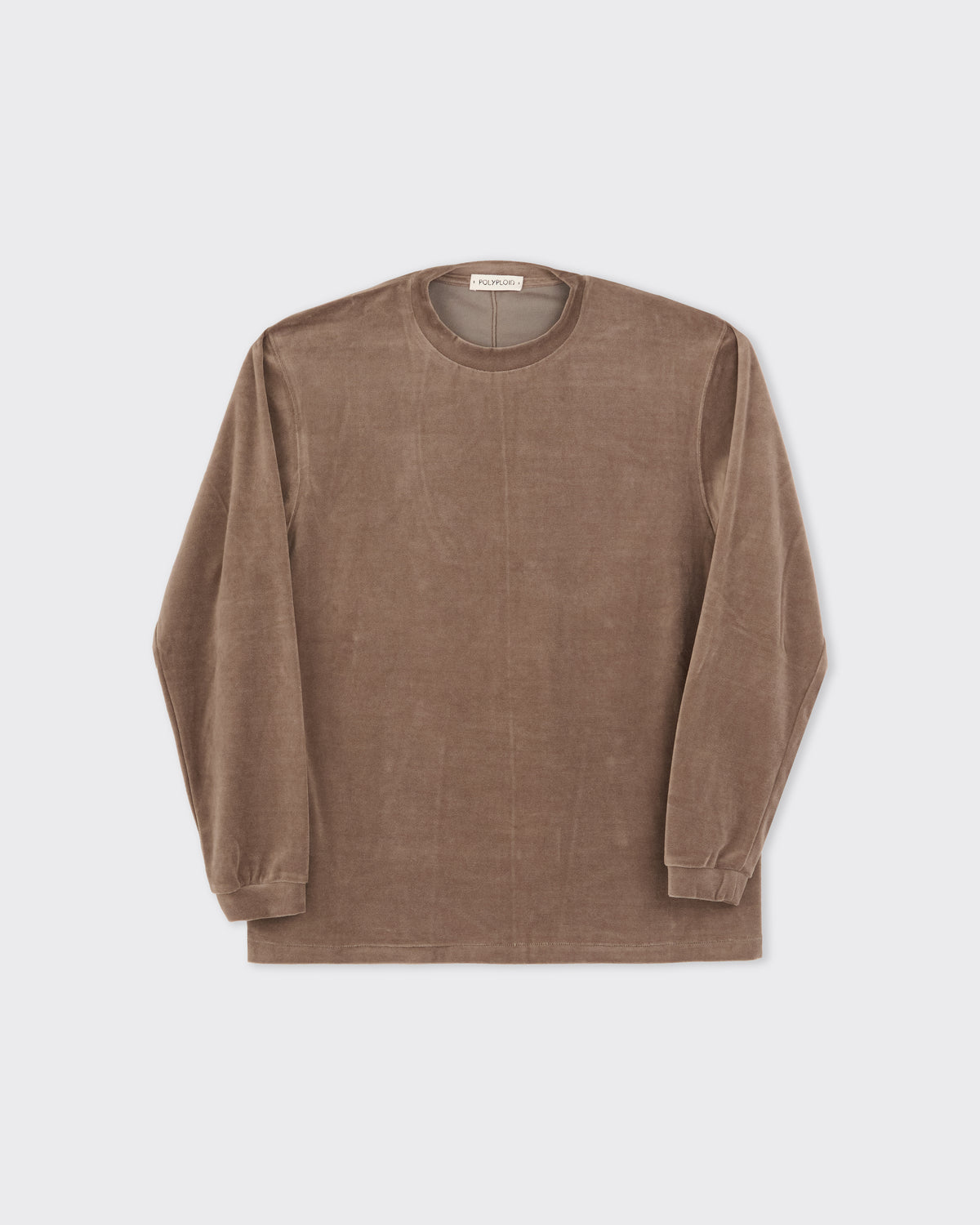 Polyploid Back Seam Longsleeve Pullover in stone brown, front