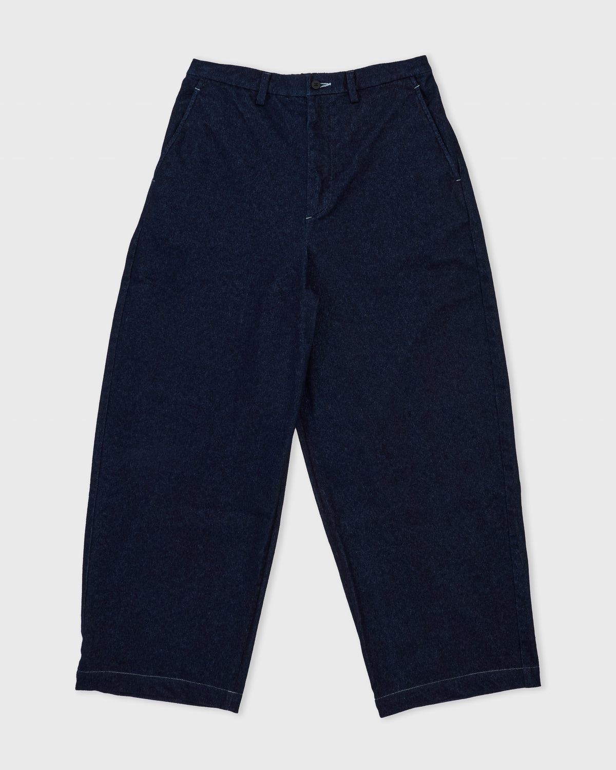 Kanemasa Phil Denim Pants in one-wash indigo, front, flat lay