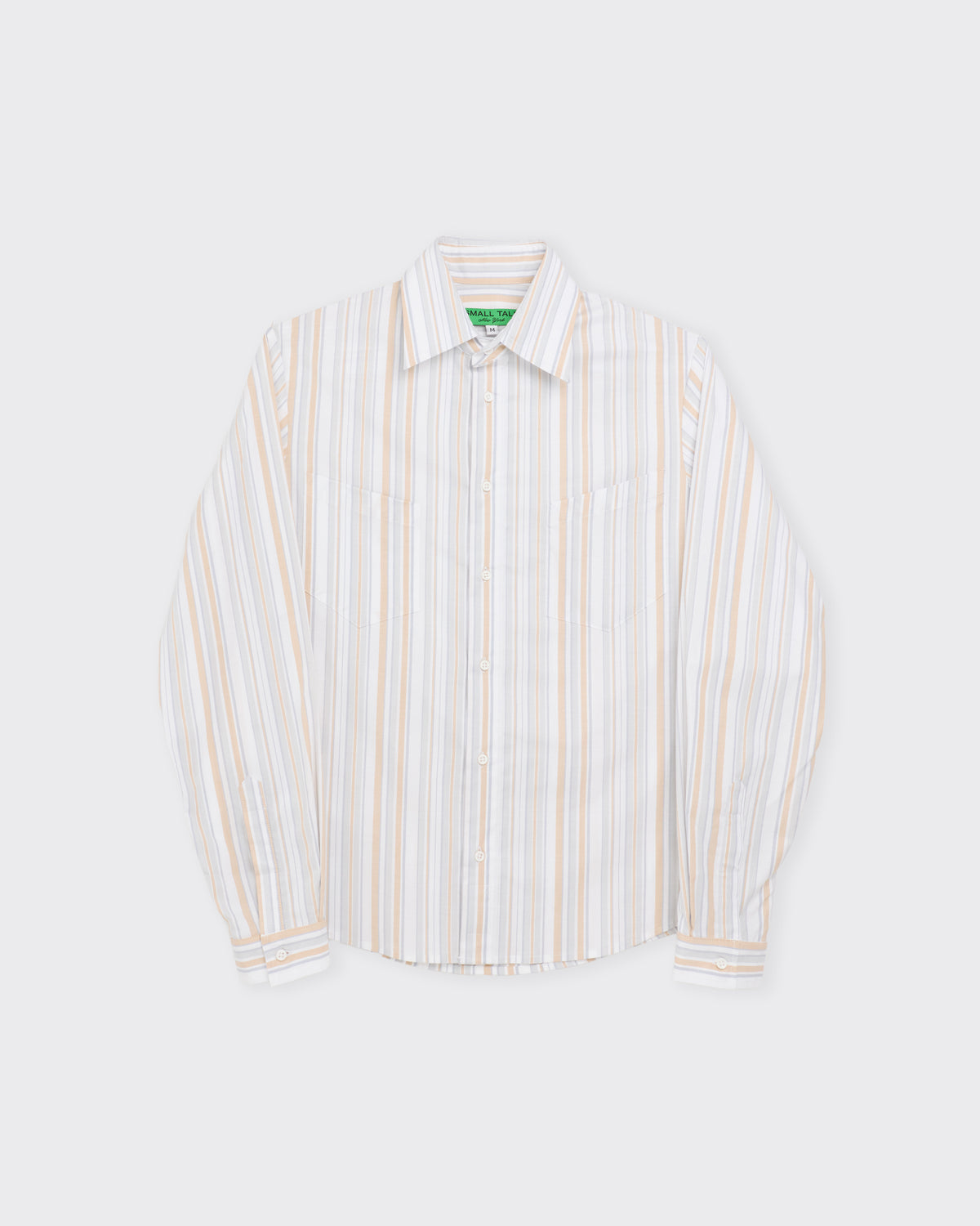 Small Talk Studio Western Dress Shirt in faded multi stripe, front