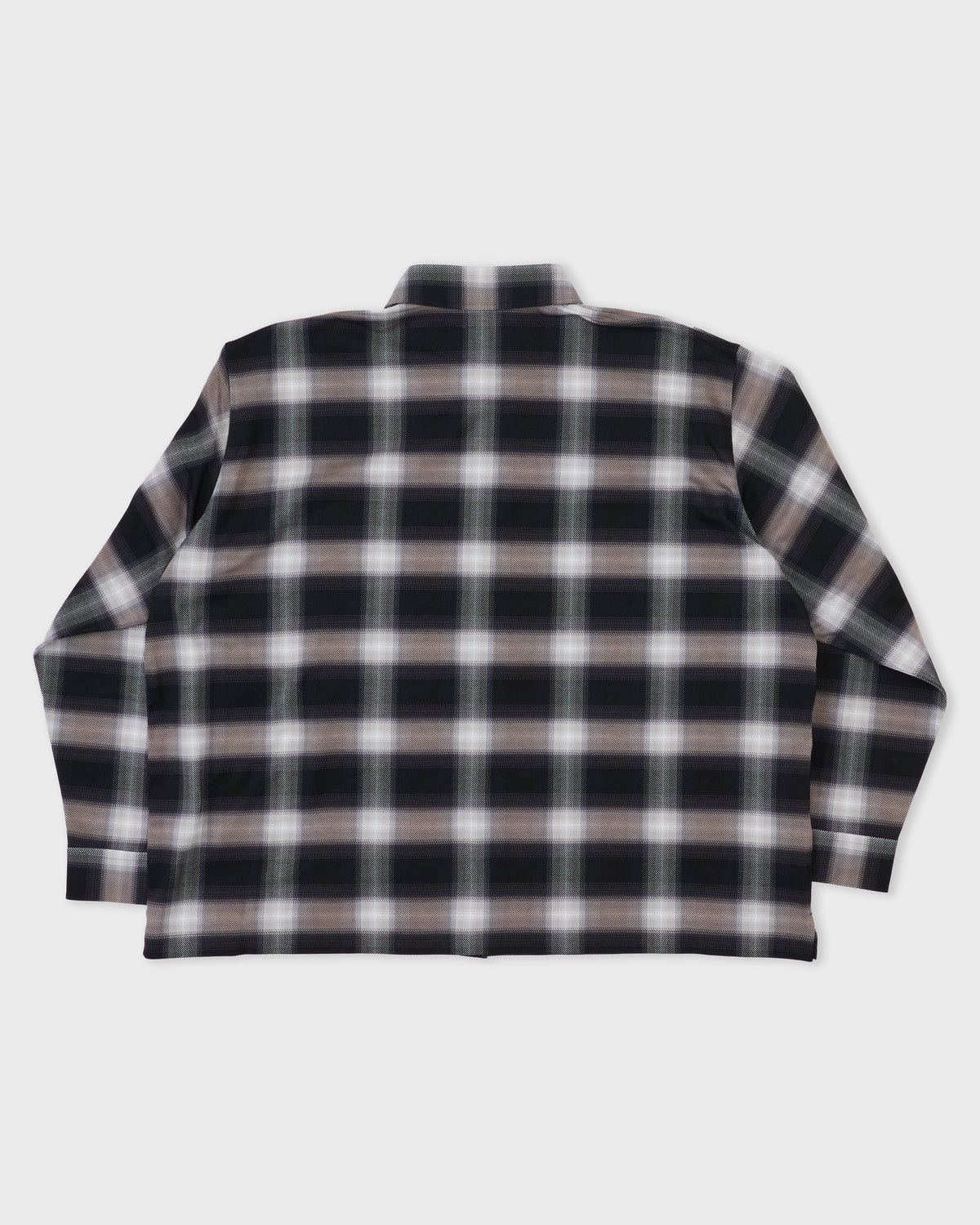 Kanemasa Phil Ombre Check Balise Shirt in black and white, back, flat lay