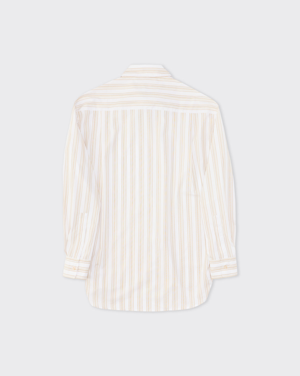 Colbo TK Shirt in sandbar stripe cotton poplin, back, flat lay