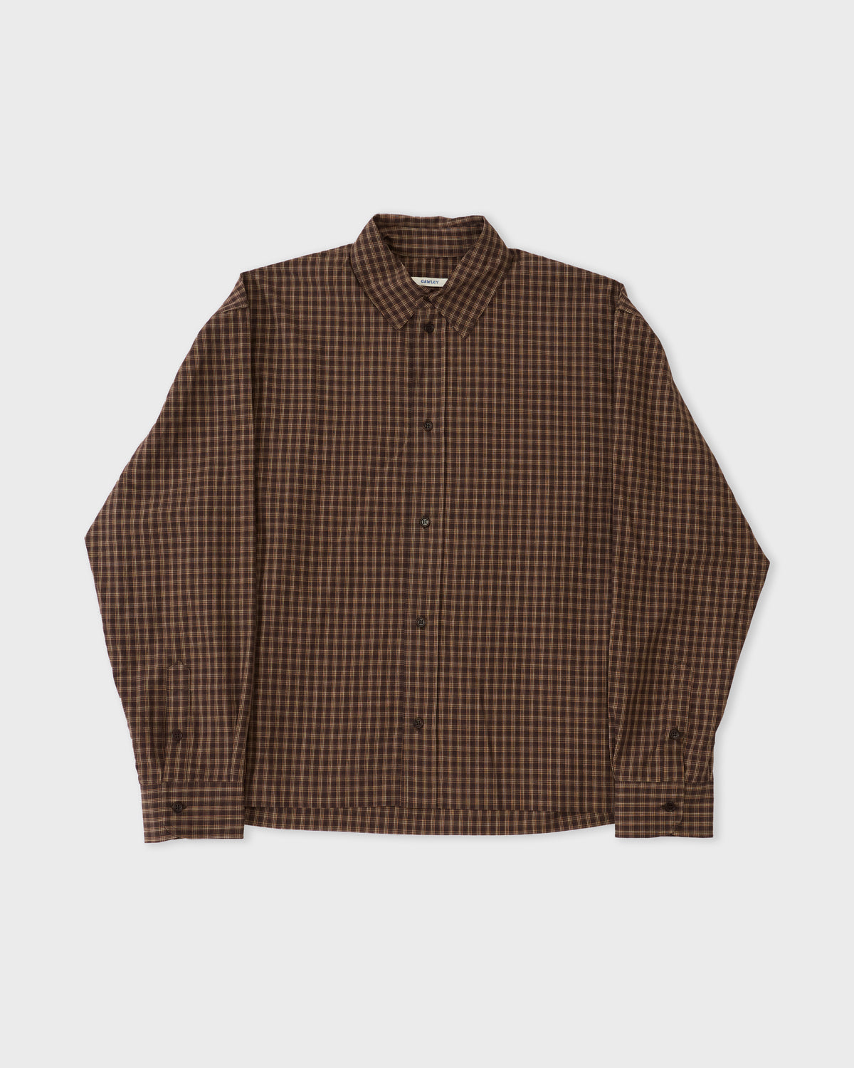 Cawley Dennis Shirt in chocolate/carrot check, front