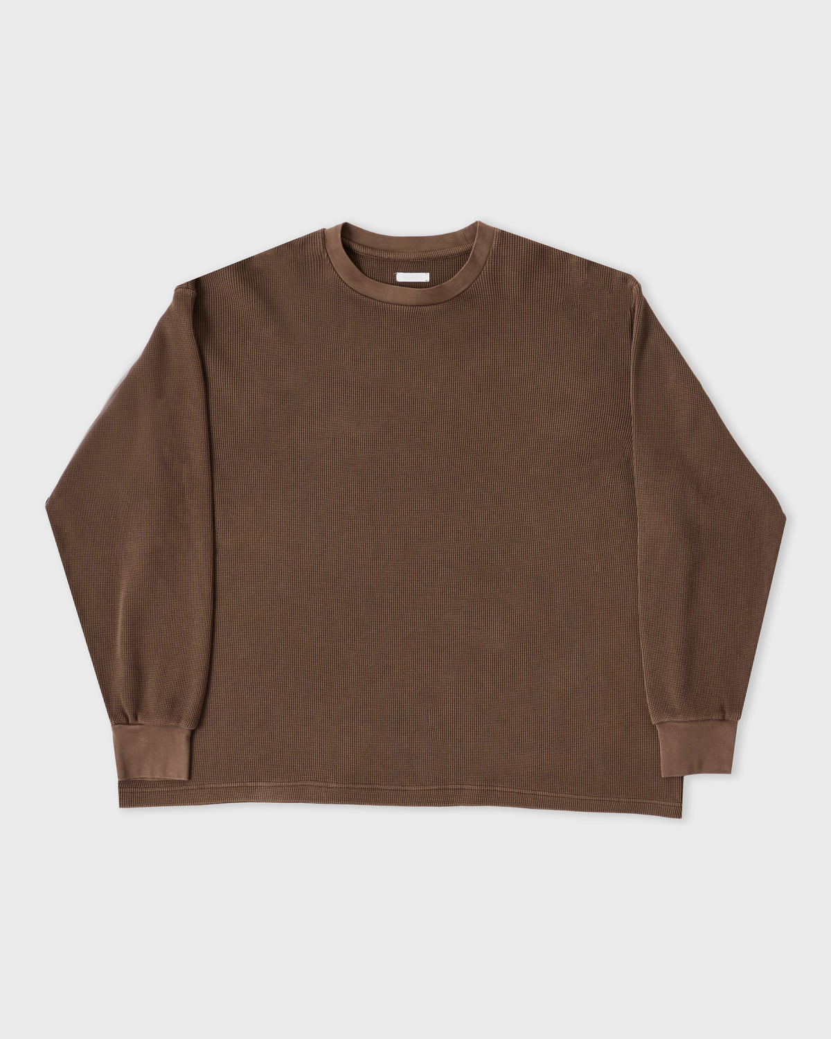 Kanemasa Phil Heather Waffle in brown cotton, front, flat lay
