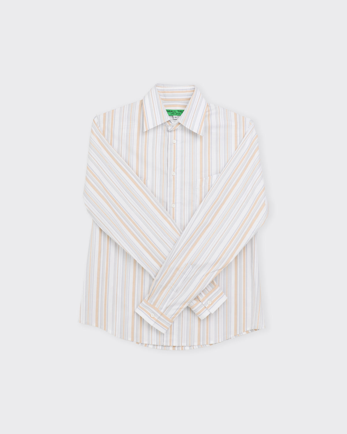 Small Talk Studio Western Dress Shirt in faded multi stripe, three-quarter view