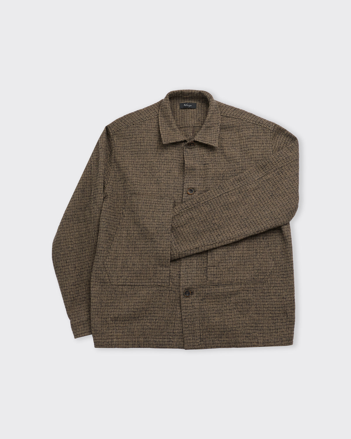 Wanze Chore Shirt in brushed cotton plaid, three-quarter view