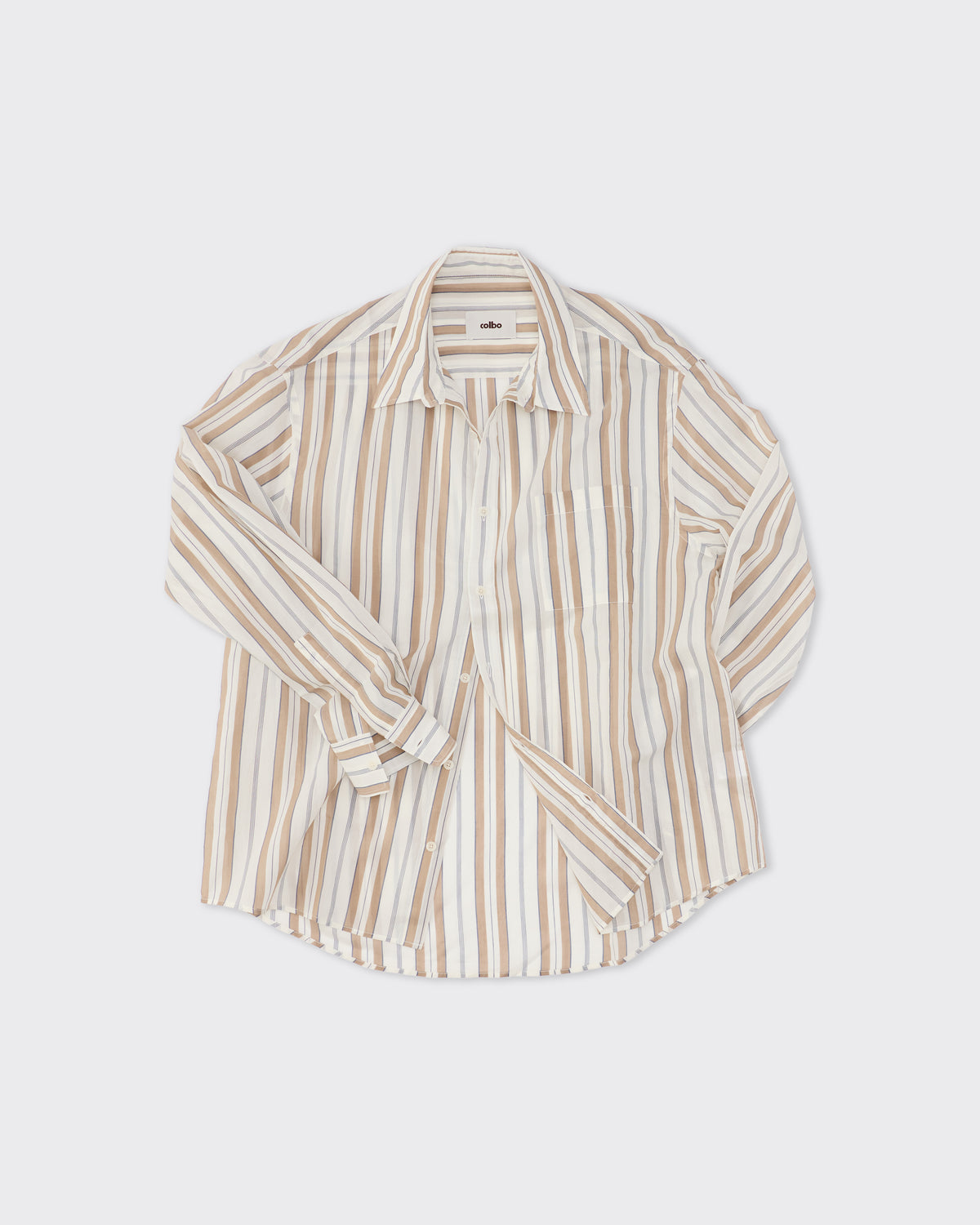 Colbo TK Shirt in multi stripe cotton-silk, front, sleeves rolled, flat lay