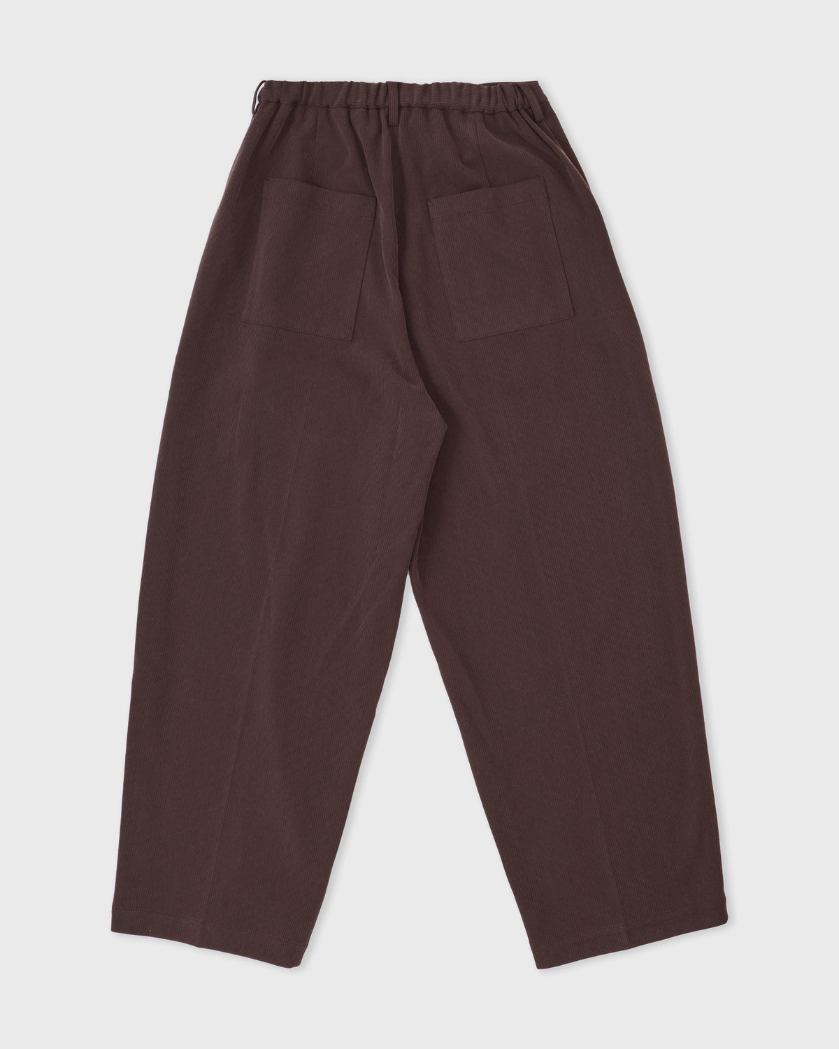 Kanemasa Phil Cupro Fibril Rib Pants in brown, back, flat lay
