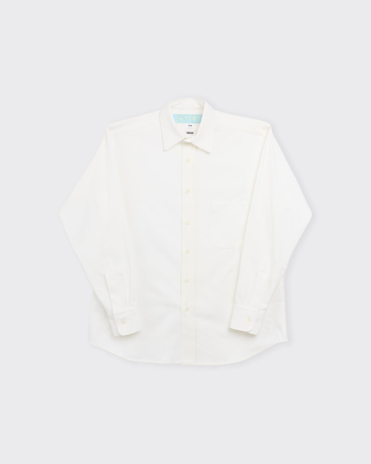 Csillag Slight Brush Cotton Twill Shirt in white, front