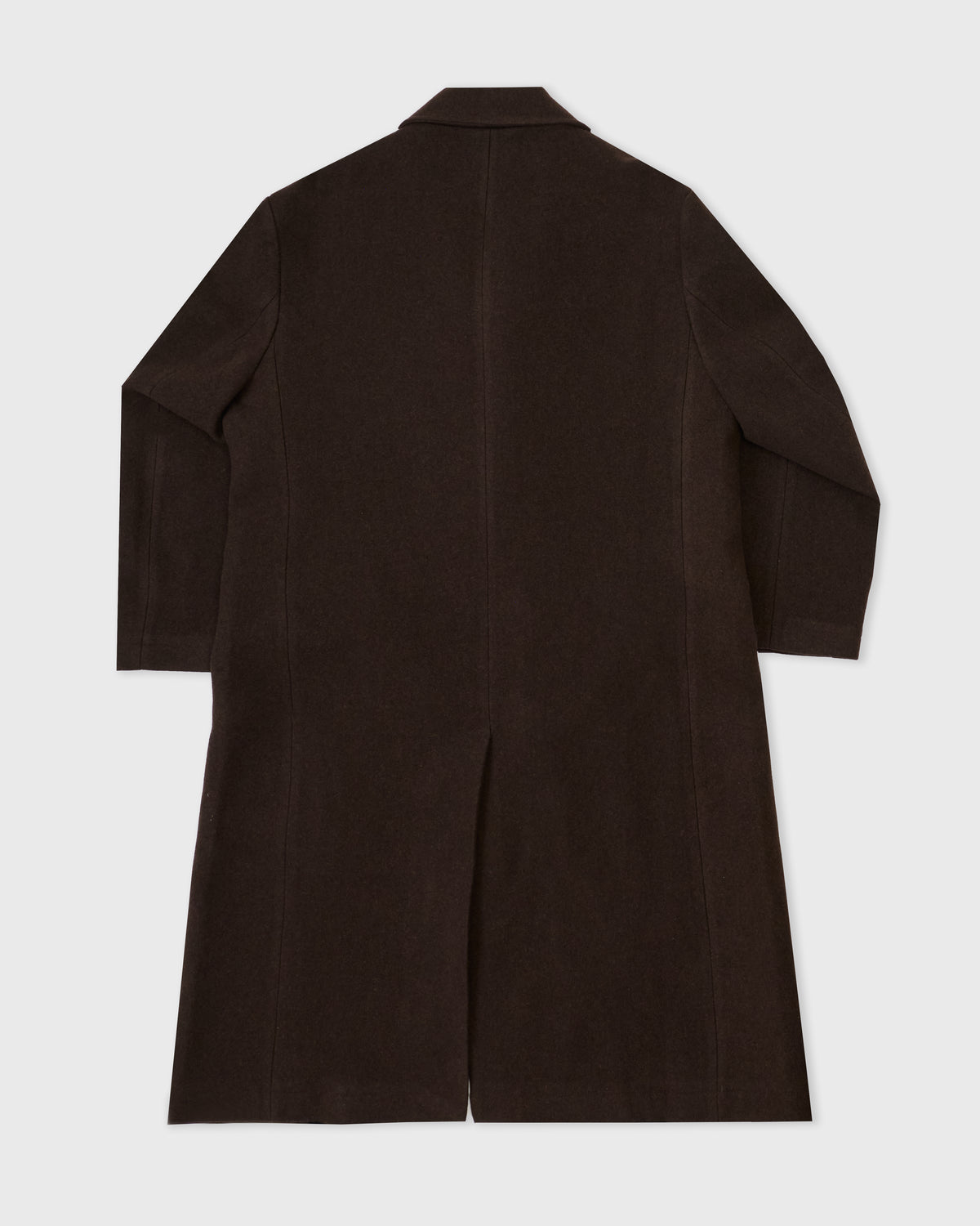 Cawley Superwashed Wool/Cashmere Morris Coat in clove, back, flat lay