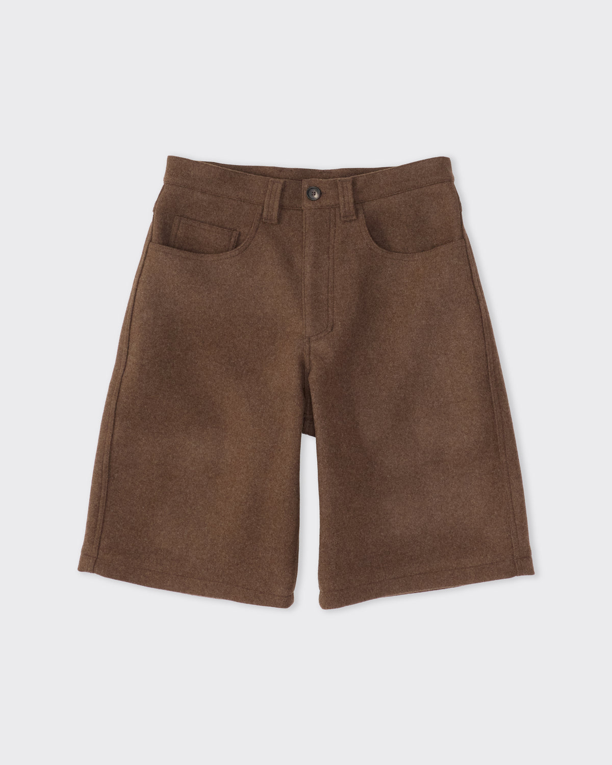 Colbo Big Pocket Short in brown Japanese wool, front, flat lay, alternate