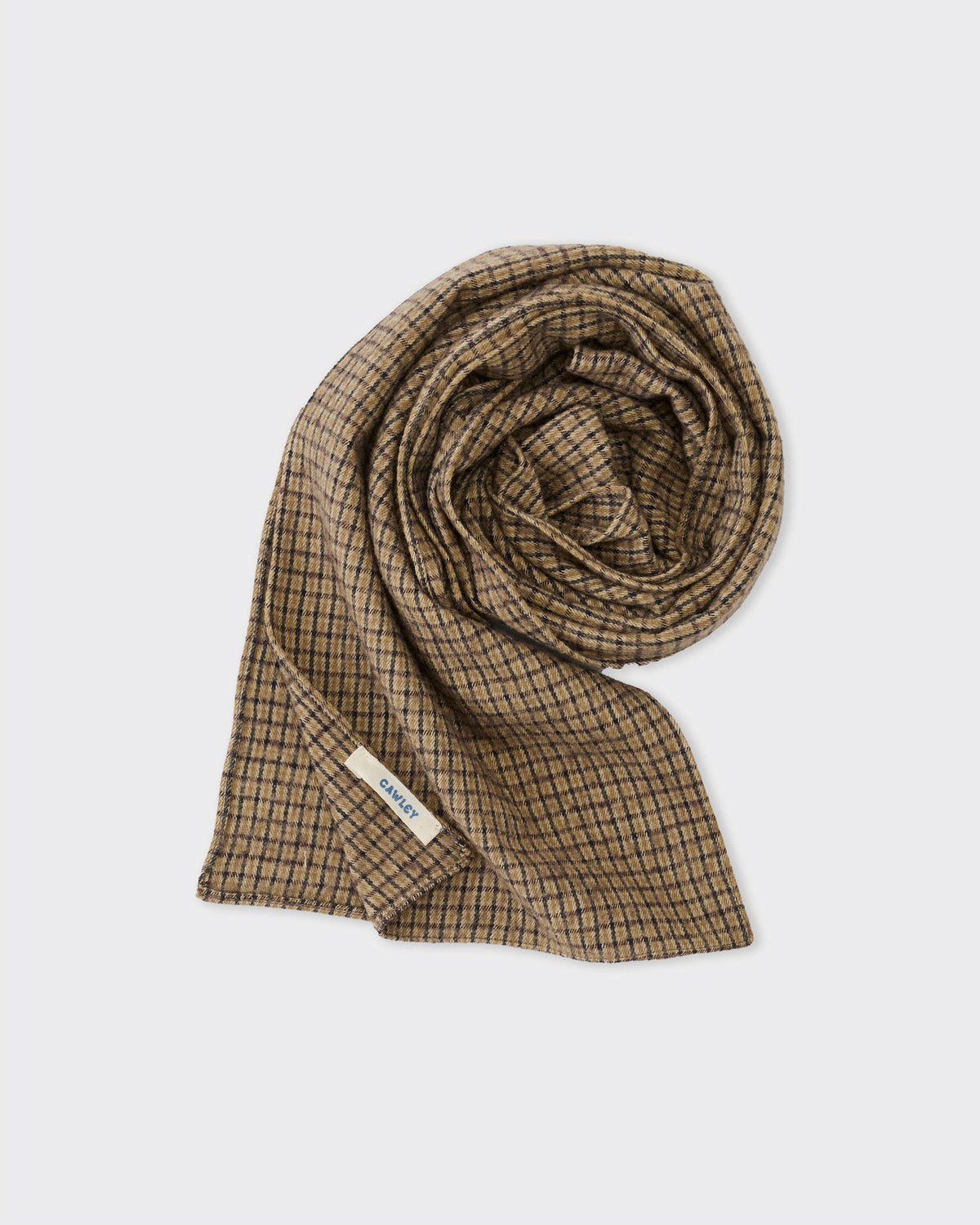 Cawley Twill Scarf in brown check, detail