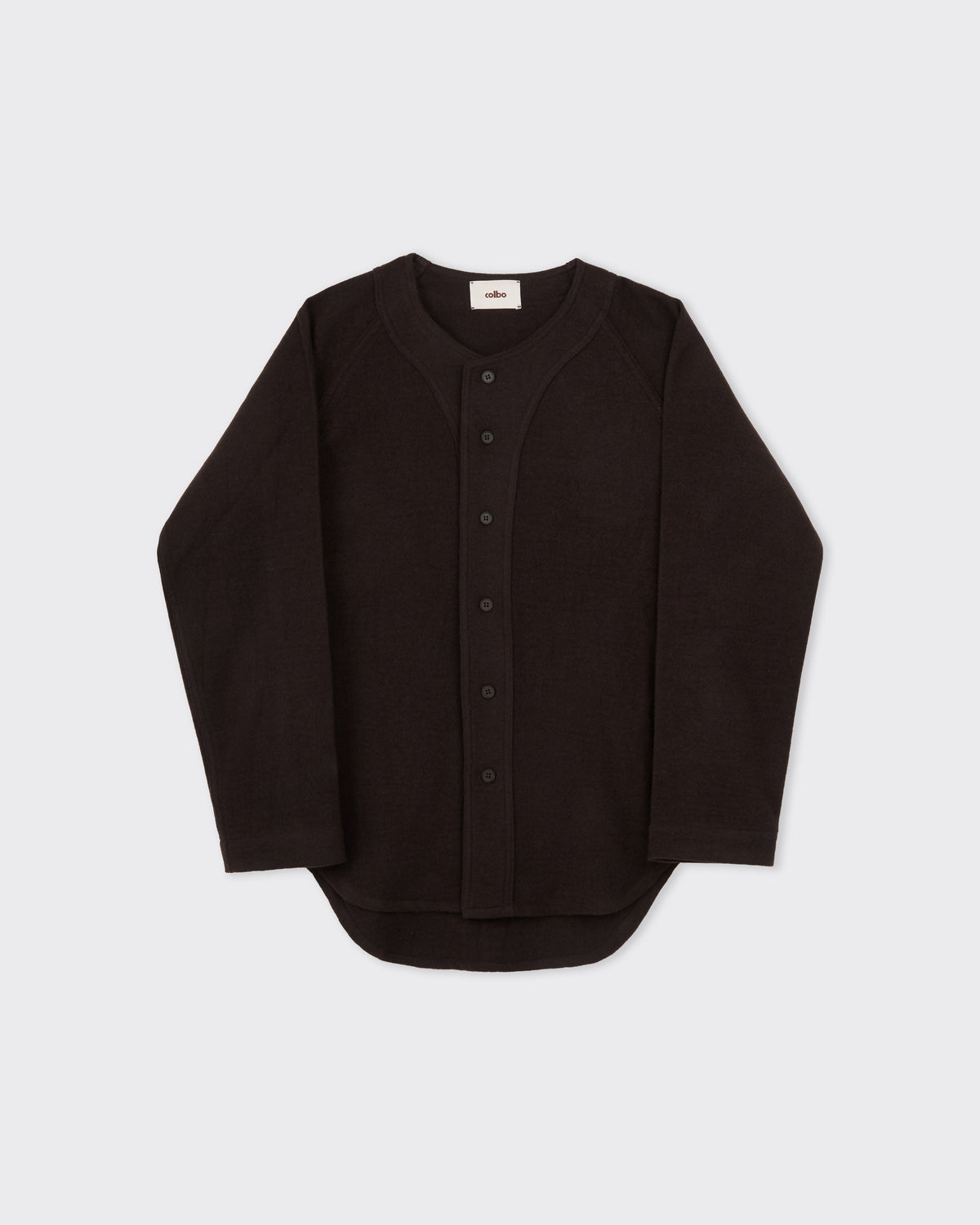Colbo Baseball Top in dark plum, front
