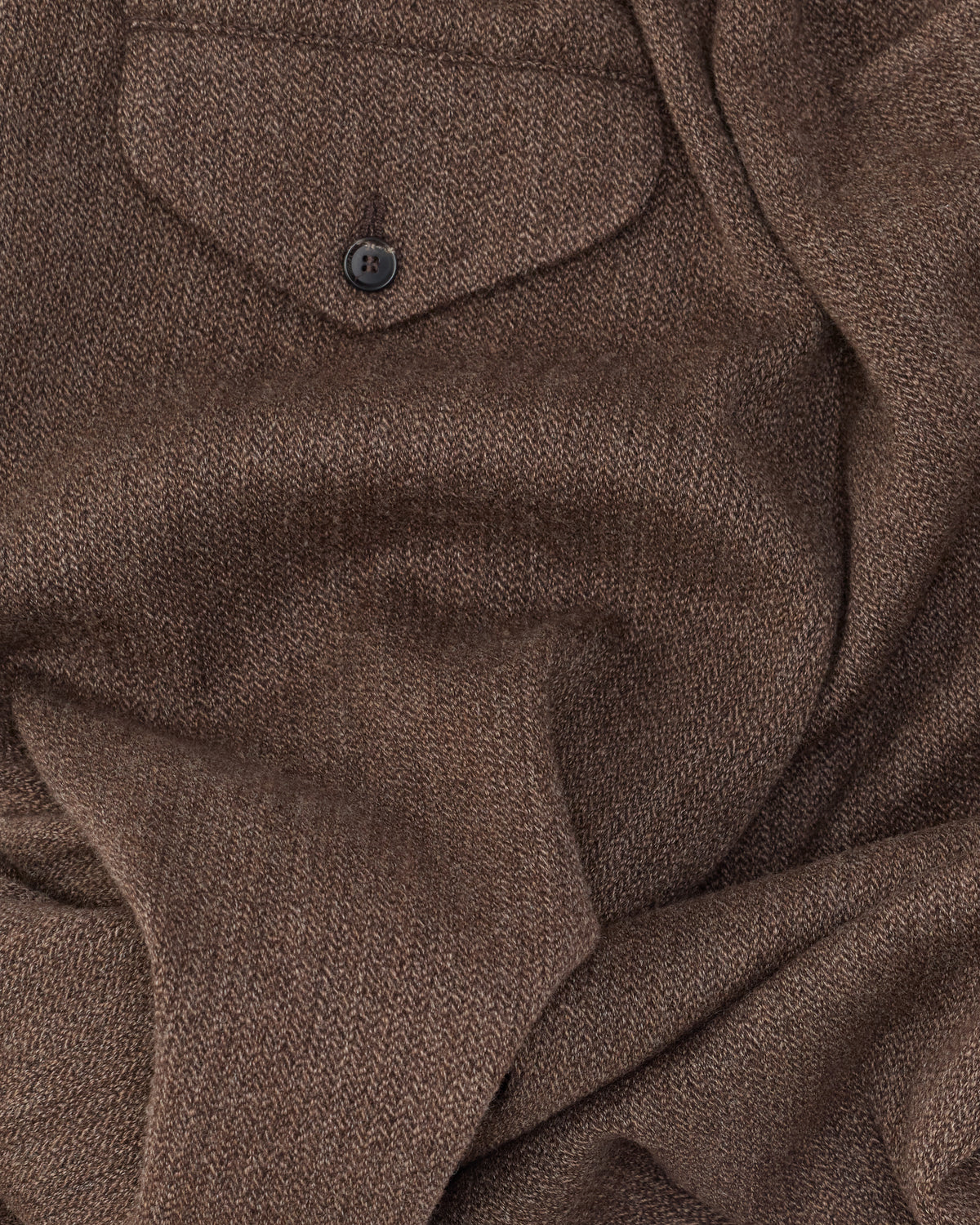 Colbo Camp Pants in double brown wool, silk and cashmere, fabric and back pocket close-up