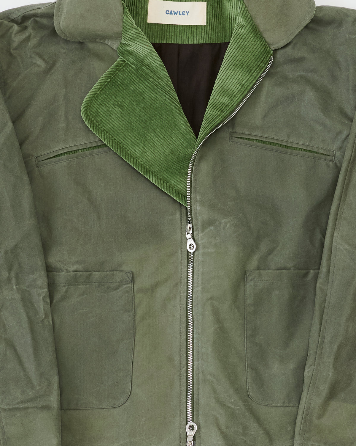 Cawley British Waxed Cotton Flying Jacket in sage, front