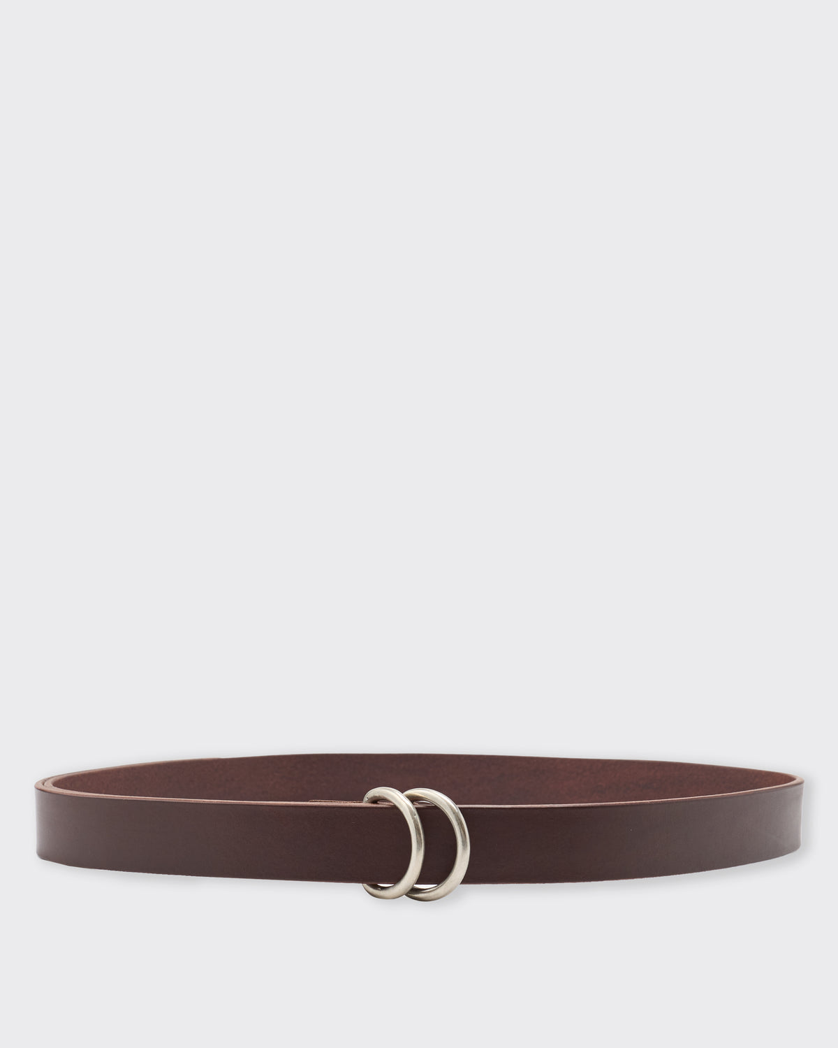 Yoko Sakamoto Ring Belt Wide in brown and silver, laid flat