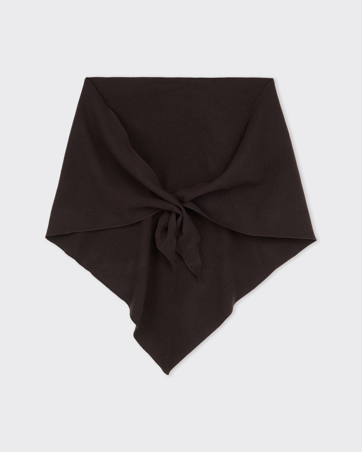 Colbo Triangle Scarf in dark plum, tied