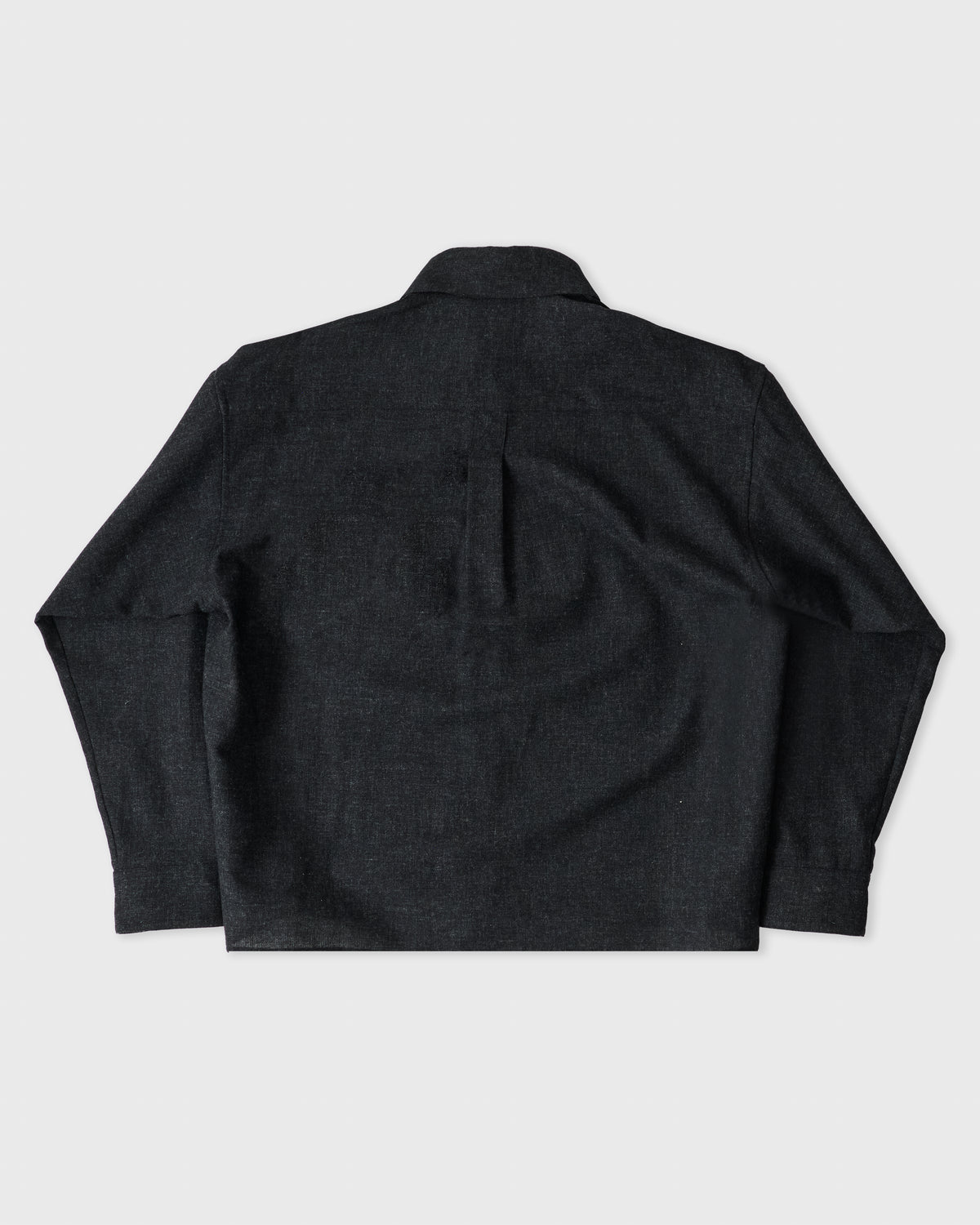 Sage Nation Crop Vincent Shirt in coal lambswool, back, flat lay