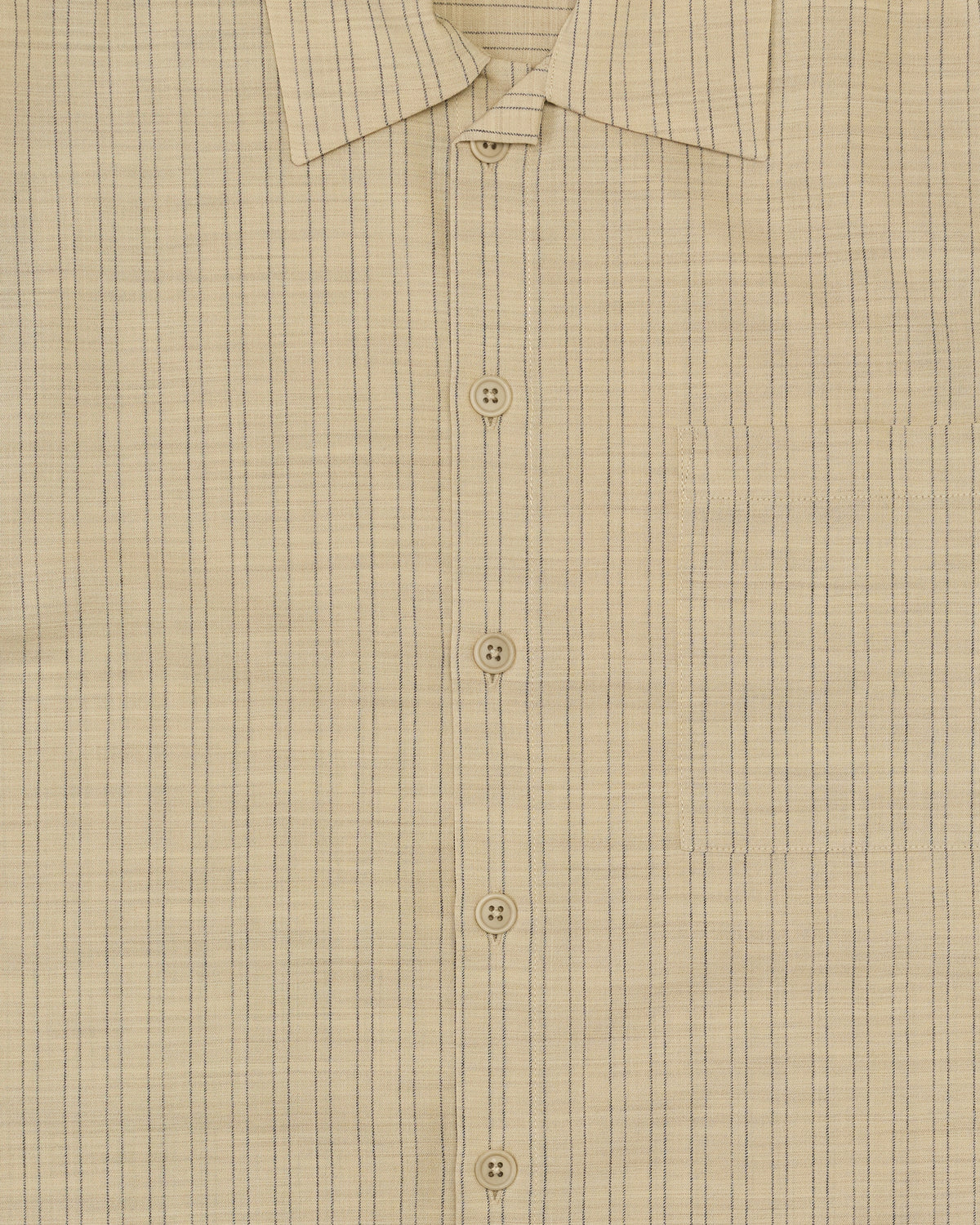 Colbo Easy Shirt in double stripe wool, collar and button placket close-up