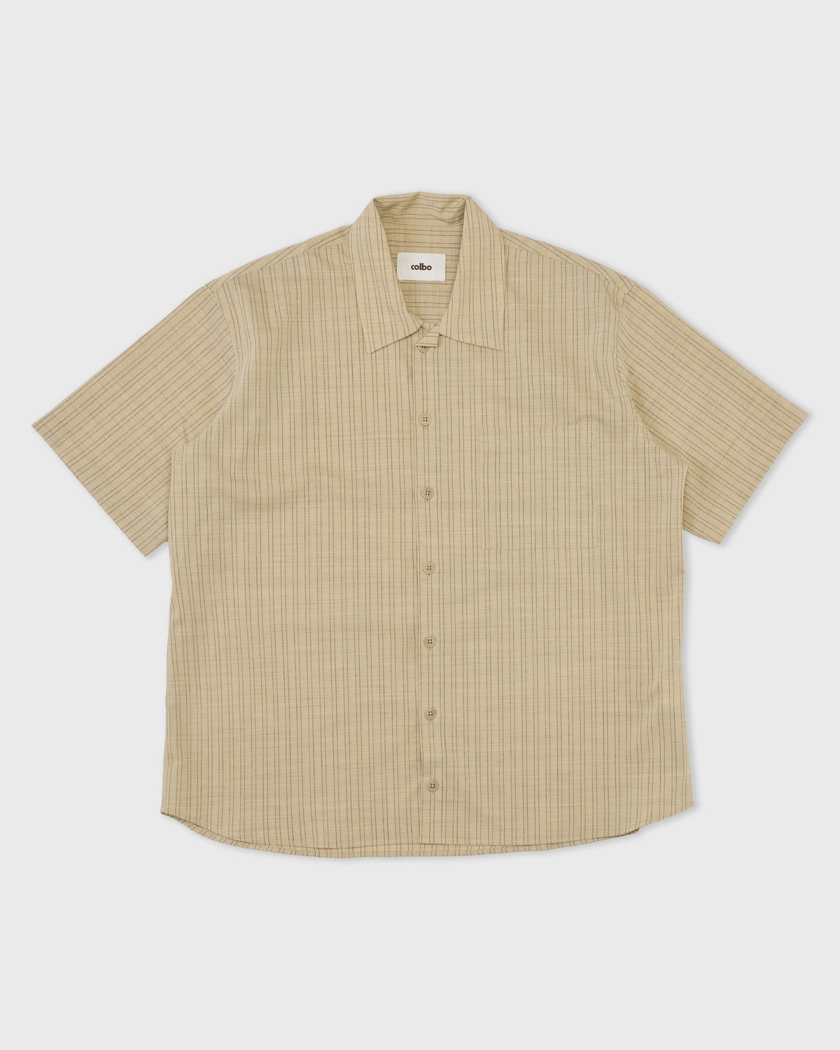 Colbo Easy Shirt in double stripe wool, front, flat lay