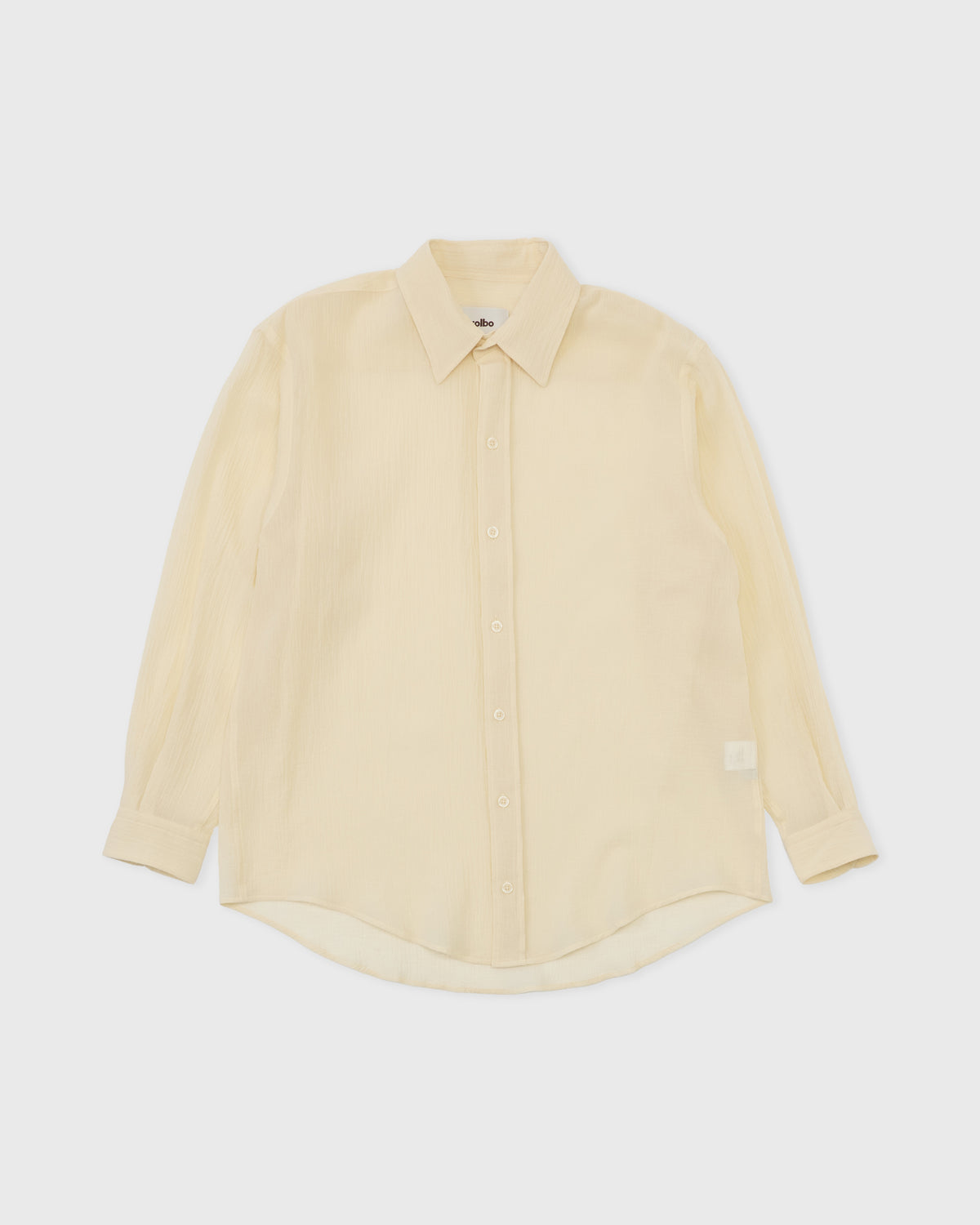 Colbo Office Shirt in light sand cotton, front, flat lay