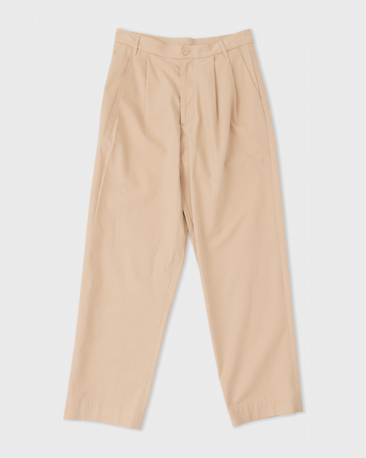 Colbo Pleat Pants in sandstone cotton-Tencel, front, flat lay
