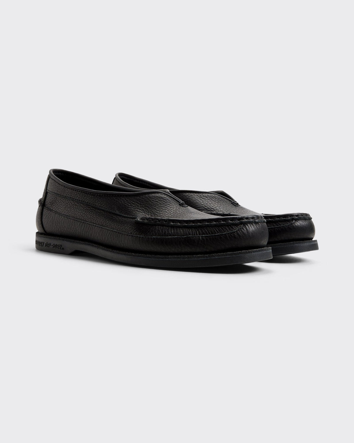 Sperry x Colbo Sirah loafer in black tumbled leather, pair, three-quarter view