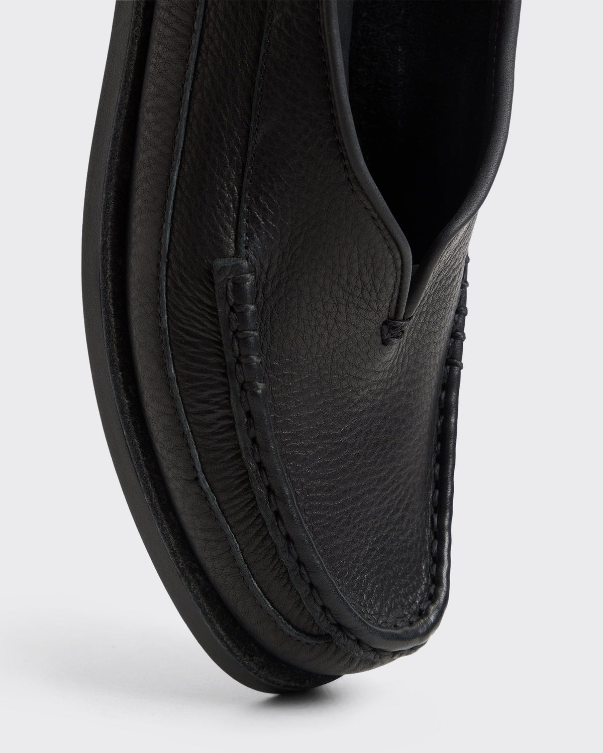 Sperry x Colbo Sirah loafer in black tumbled leather, close-up of the toe from above