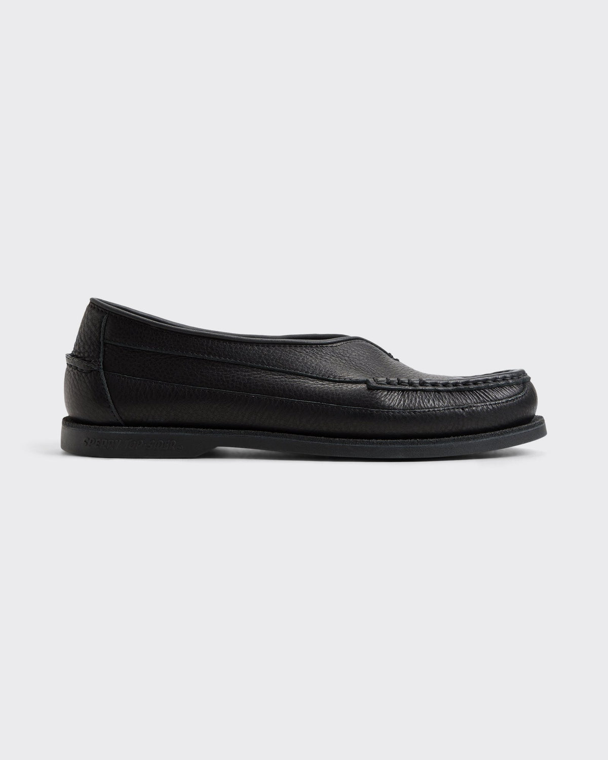 Sperry x Colbo Sirah loafer in black tumbled leather, side profile