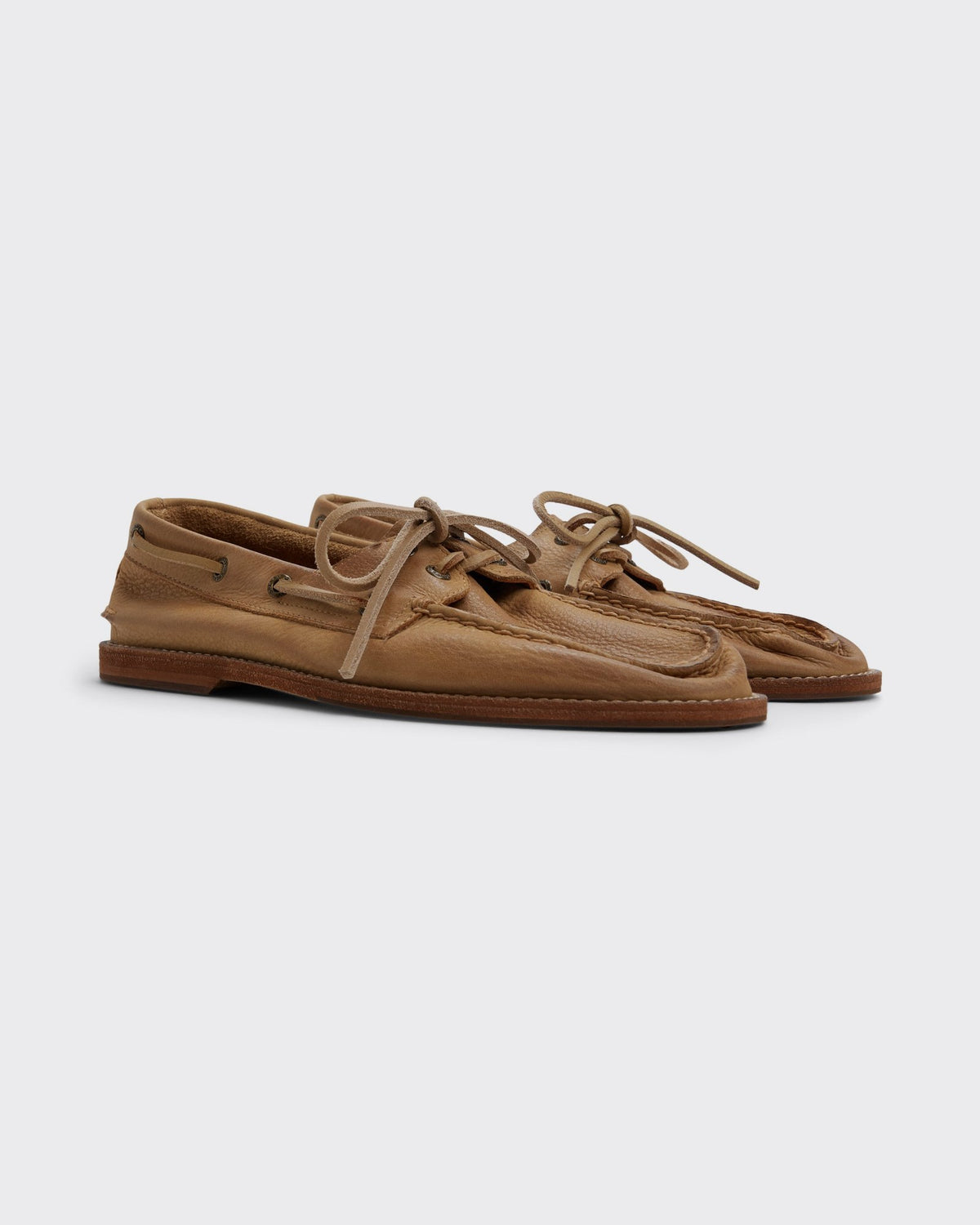 Sperry x Colbo Authentic Original 2-Eye boat shoe in distressed leather, pair, three-quarter view