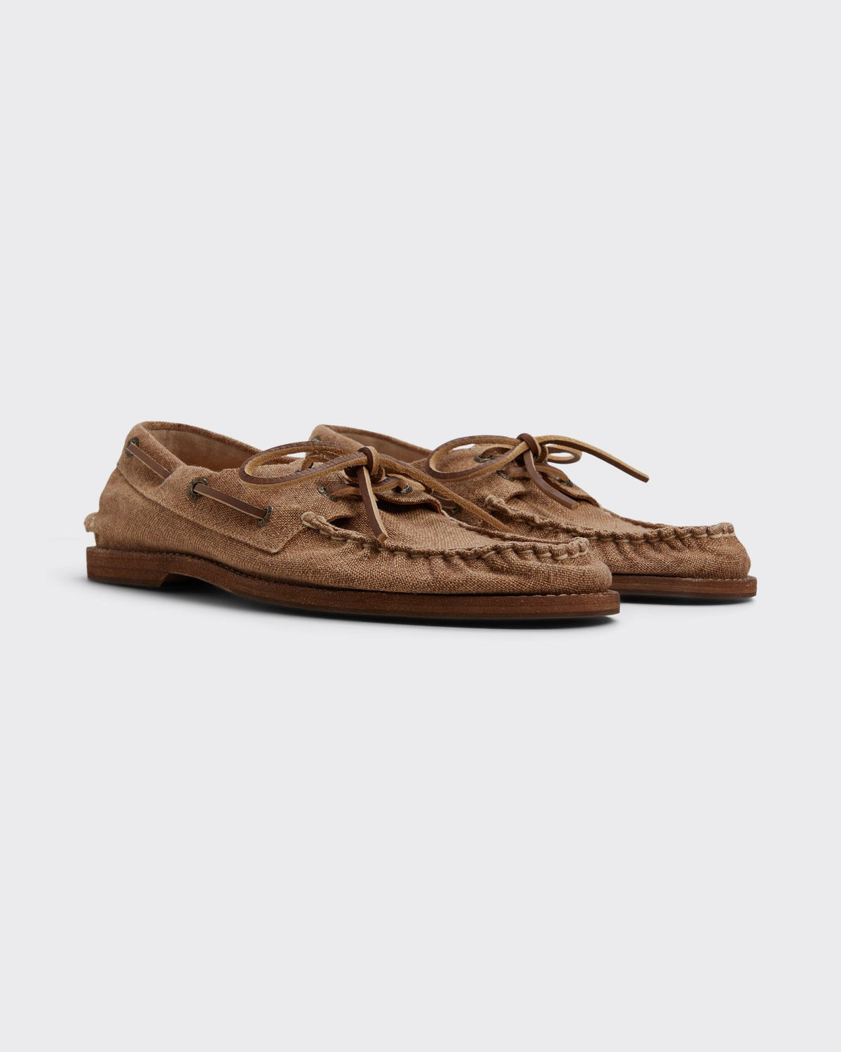 Sperry x Colbo Authentic Original 2-Eye boat shoe in washed linen, pair, three-quarter view