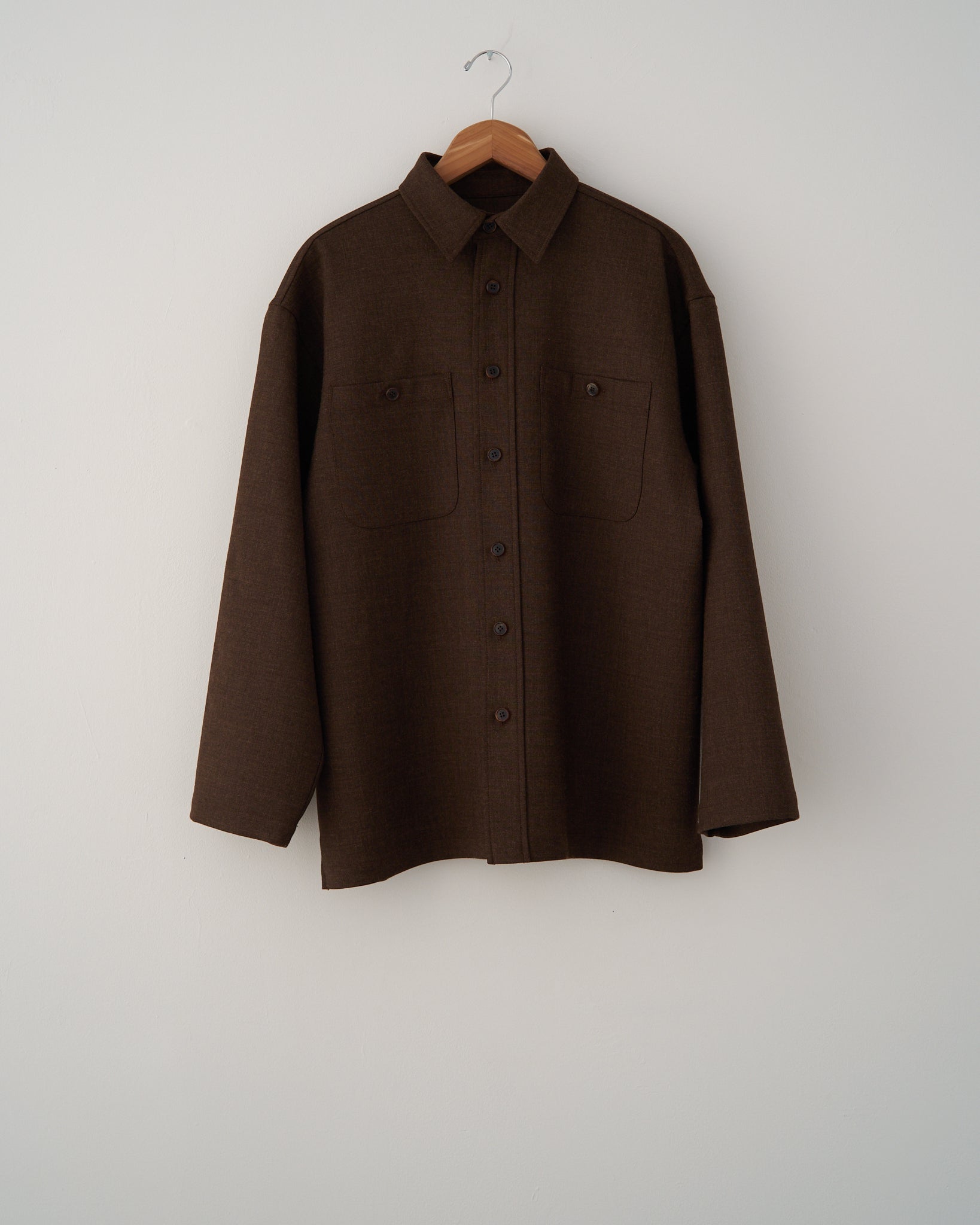 Brown Double Face Wool/Cotton BRB Overshirt