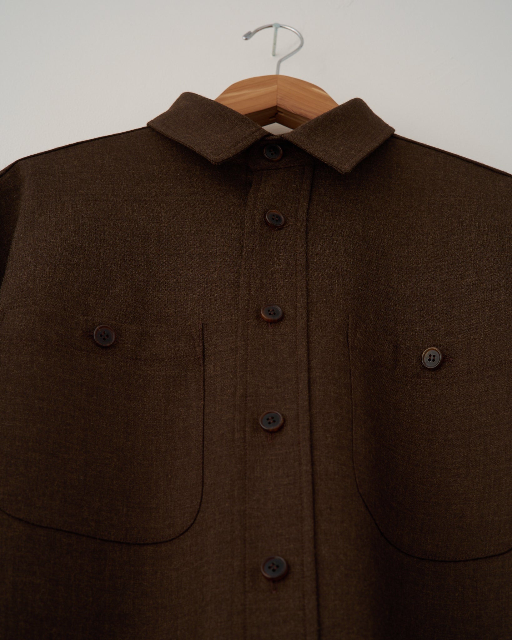 Brown Double Face Wool/Cotton BRB Overshirt
