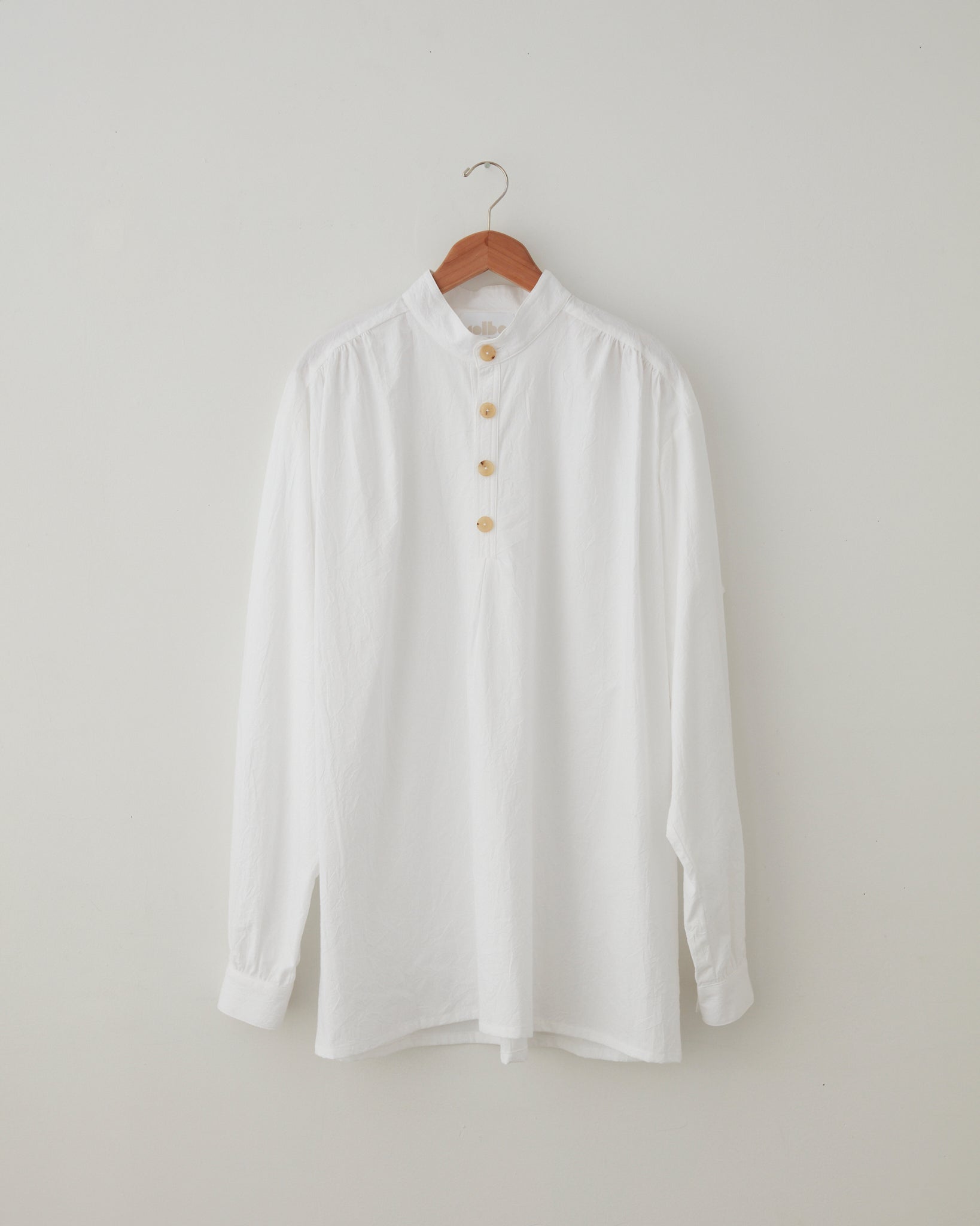 Ruffled Henley Shirt - White